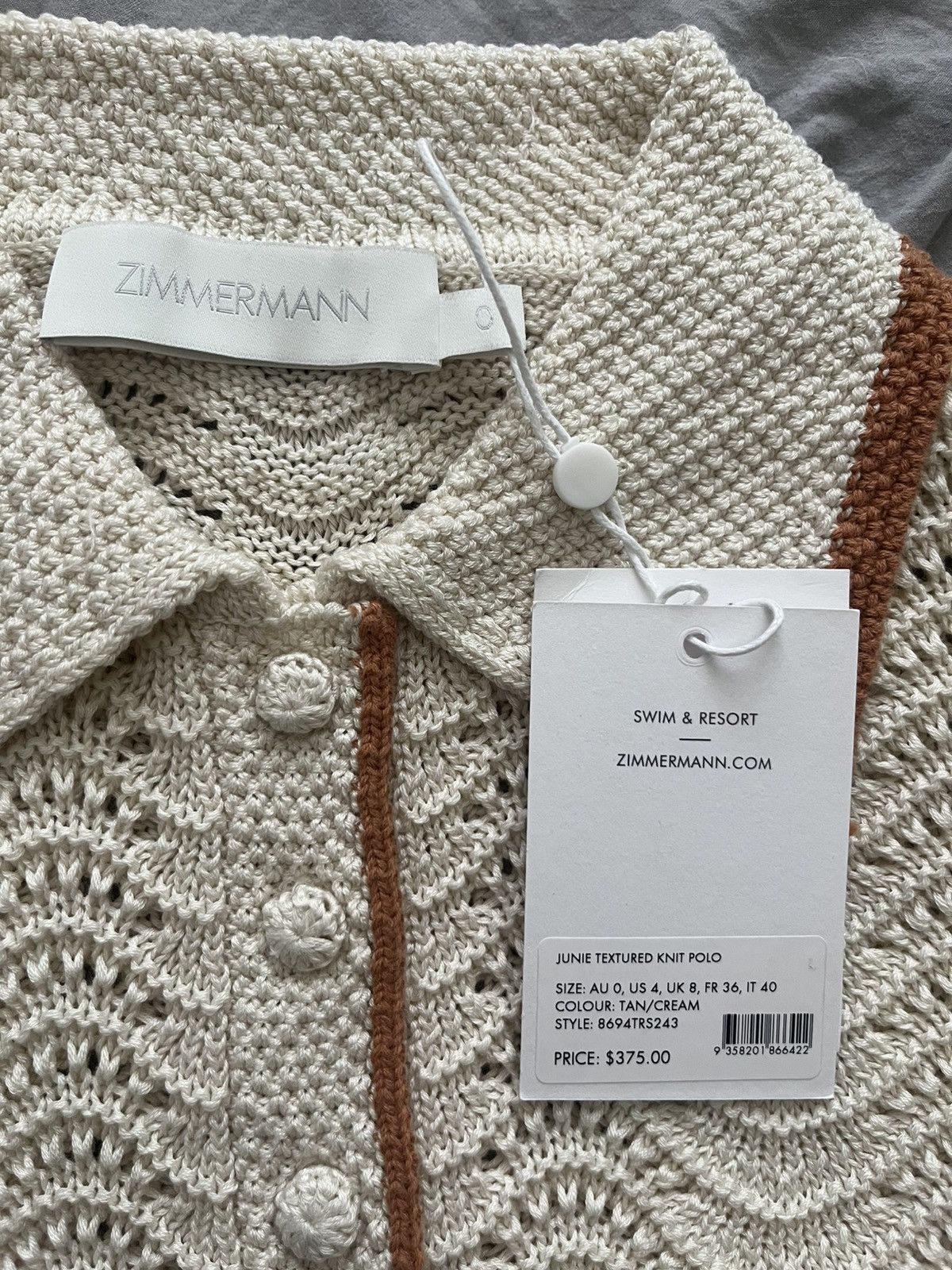 Zimmermann ZIMMERMANN JUNIE TEXTURED KNIT POLO Size S / US 4 / IT 40 - 4 Thumbnail