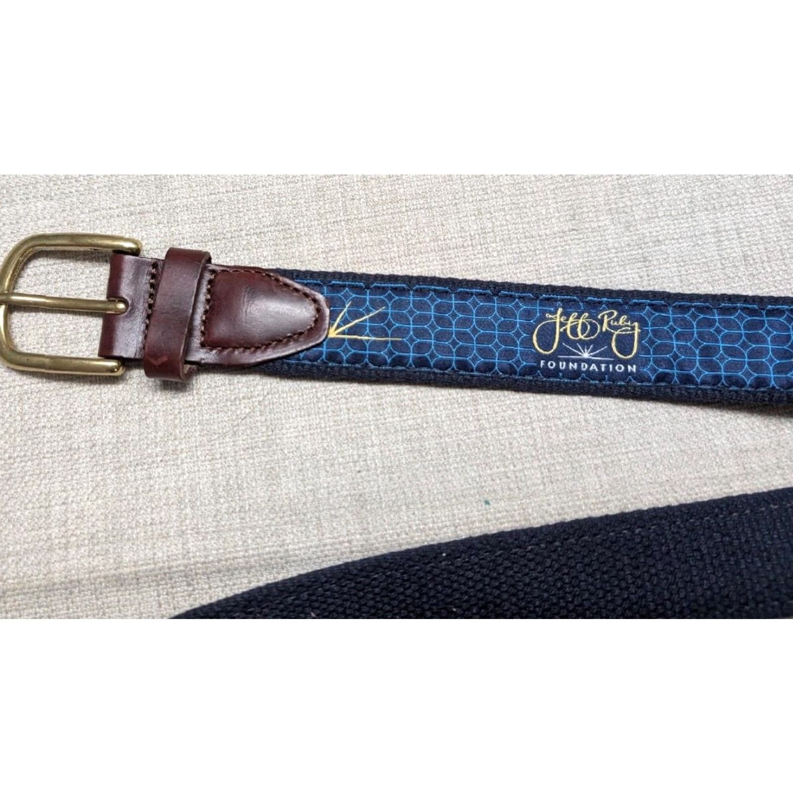 Vintage VINTAGE USA made YRI JEFF RUBY golf belt webbed canvas 36 leather blue belt Mens Size 36 - 5 Thumbnail