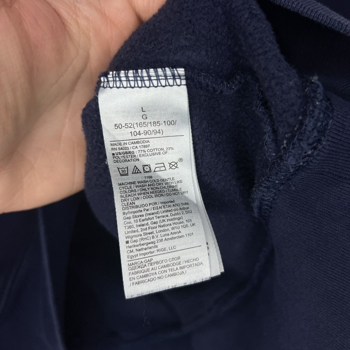 Gap × Vintage Gap Vintage Hoodie Navy Big Logo Spellout Retro Y2K Drill Size US L / EU 52-54 / 3 - 6 Thumbnail