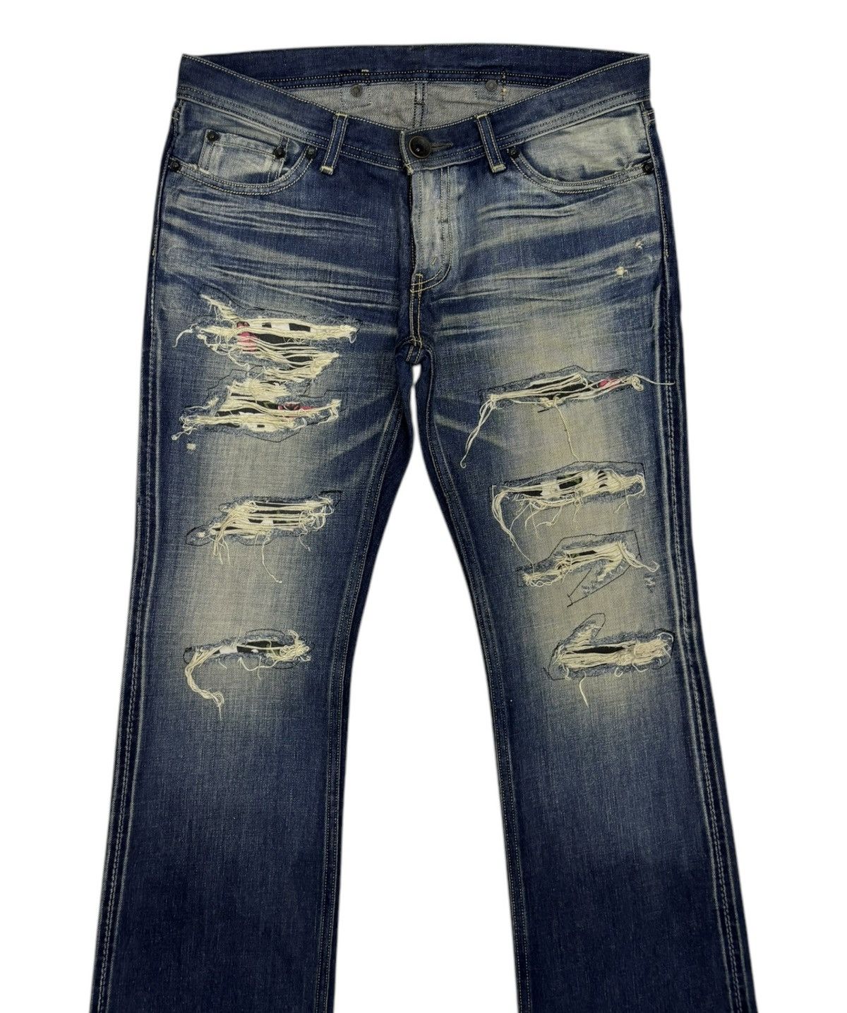 If Six Was Nine 💥Y2K Rodeo Made In Japan Rockstar Distressed Denim Jeans Size US 33 - 5 Thumbnail