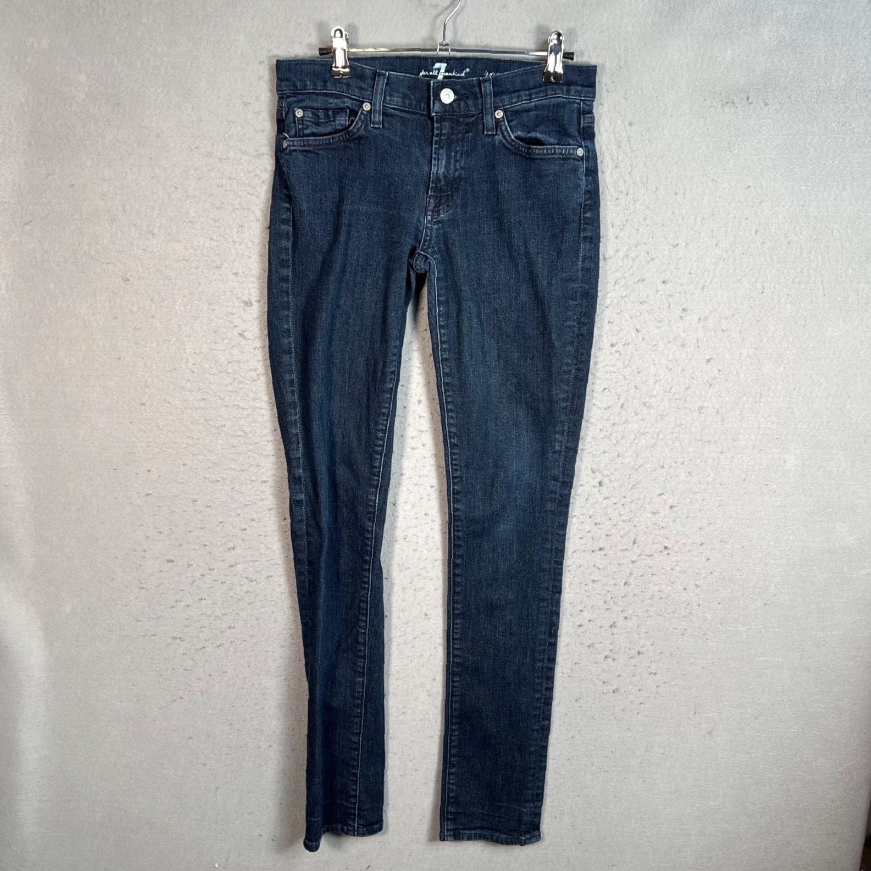 7 For All Mankind 7 For All Mankind Roxanne Skinny Jeans Womens Size 27 Denim Dark Wash 5-Pocket Stretch Blue INSEAM 32 Size 27" / US 4 / IT 40 - 2 Thumbnail