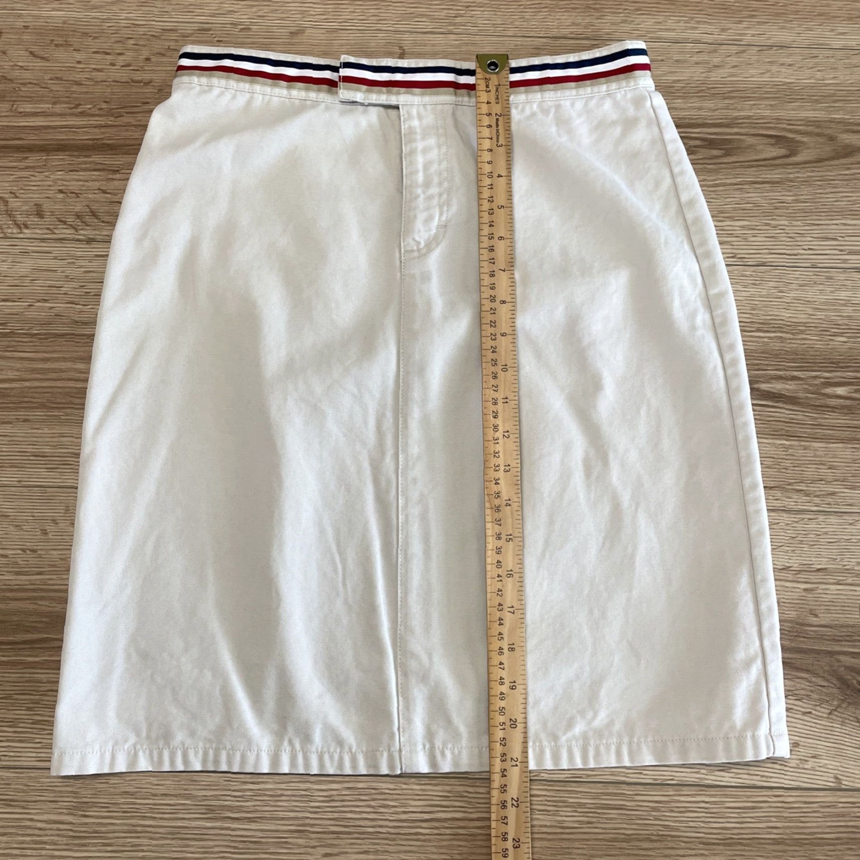 Tommy Hilfiger VINTAGE Tommy Hilfiger Women's Skirt Size 4 Knee Length A-Line Tan Cotton Pockets Size 27" / US 4 / IT 40 - 7 Thumbnail