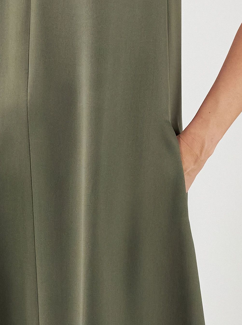 Loro Piana o1srvl11e1124 Elegant Long Satin Dress in Military Green Size L / US 10 / IT 46 - 5 Thumbnail