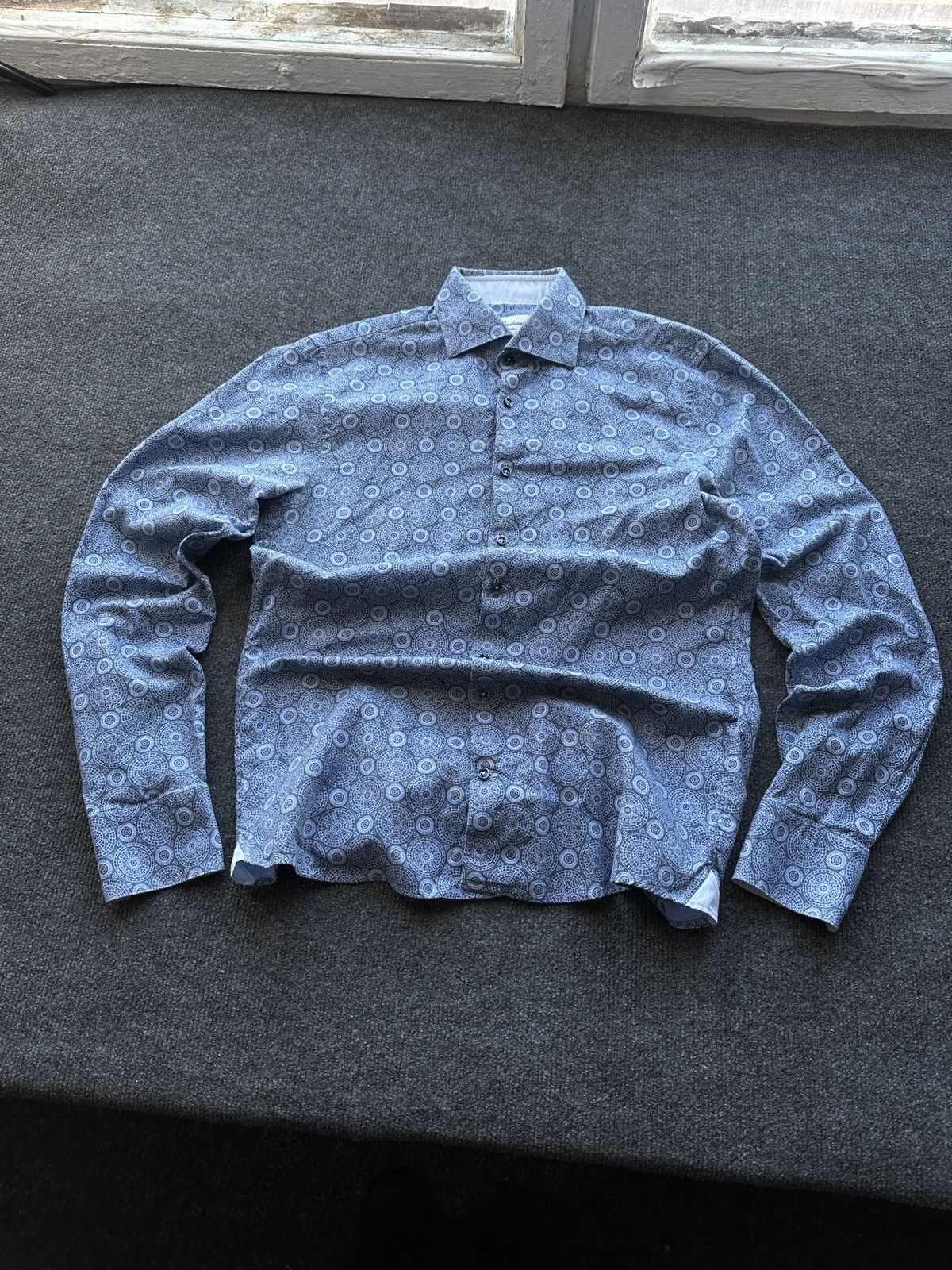 Strenstroms 🚨Stenstroms Men 15 1/2 39 M Casual Shirt blue luxury flowers Size US M / EU 48-50 / 2 - 1 Thumbnail