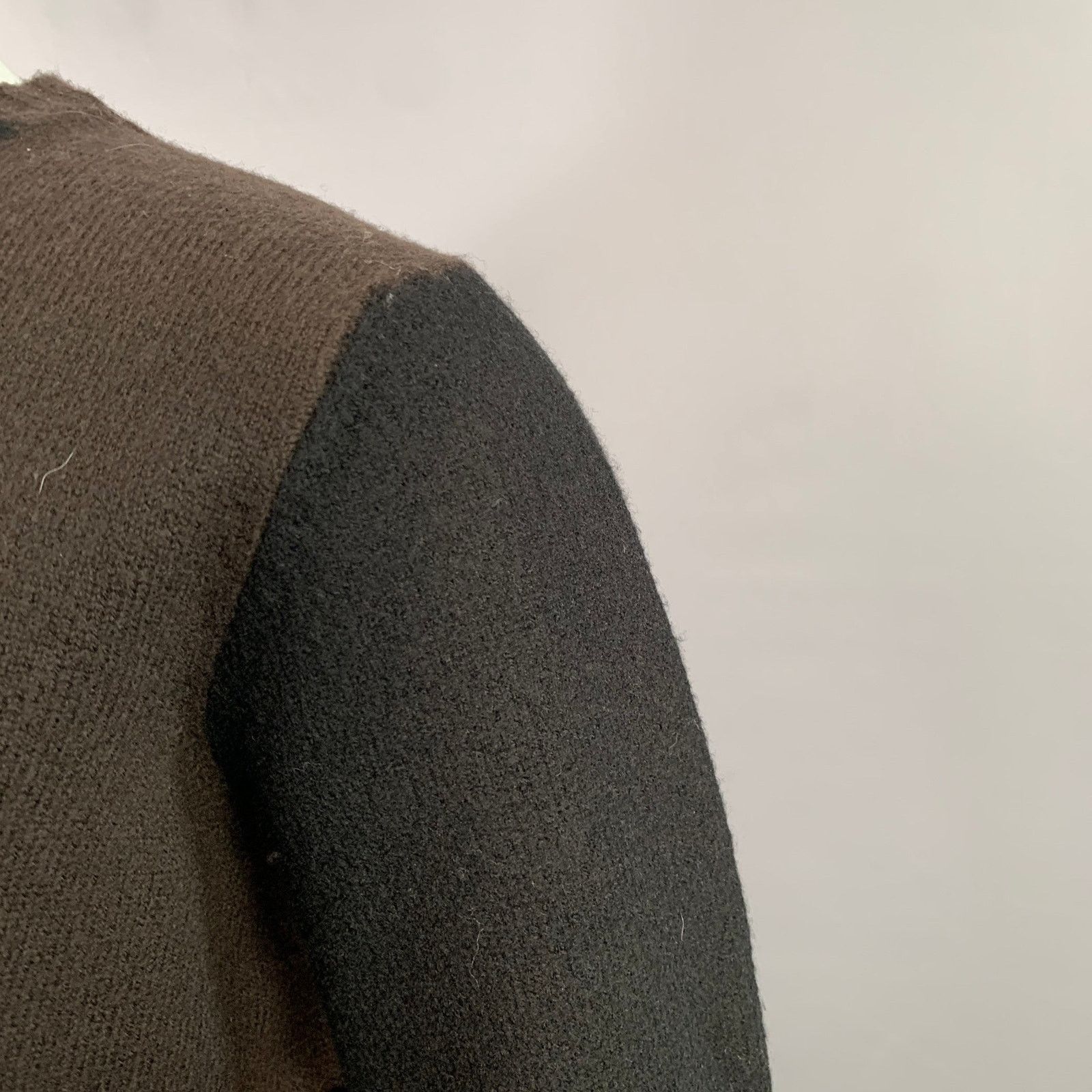 Jil Sander JIL SANDER Brown Black Wool Color Block Crew Neck Sweater Size XL / US 12-14 / IT 48-50 - 6 Thumbnail