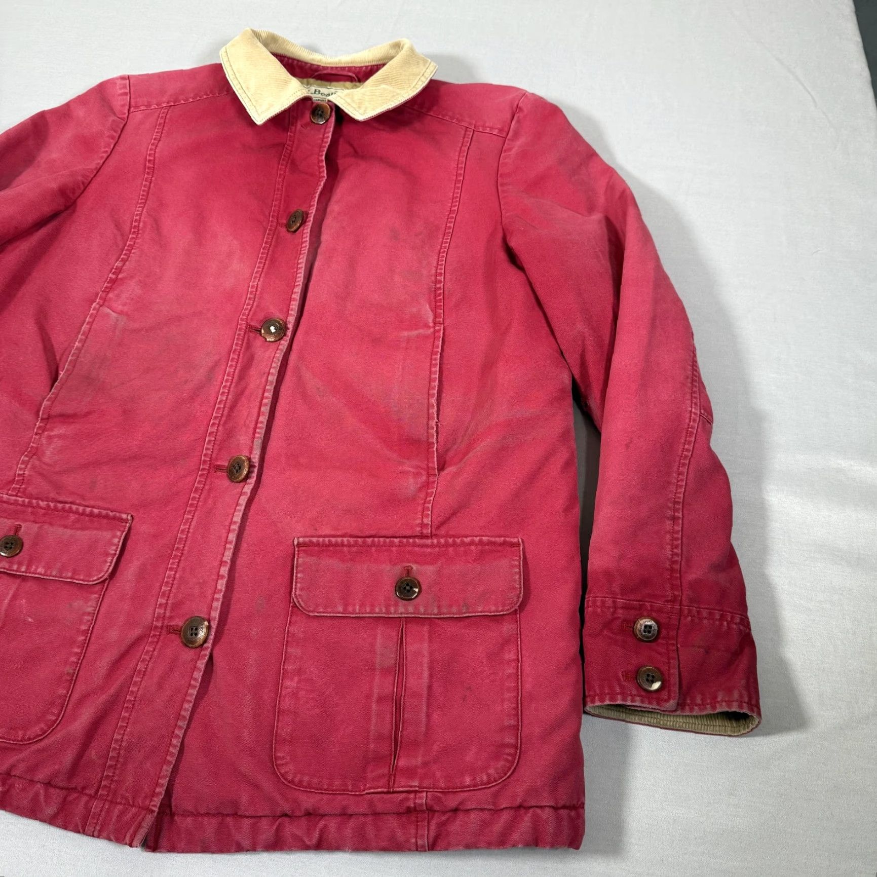 Vintage VINTAGE L.L.Bean Jacket Womens Large Red Canvas Barn Chore Field Coat Lined Outdoor Work Size L / US 10 / IT 46 - 3 Thumbnail