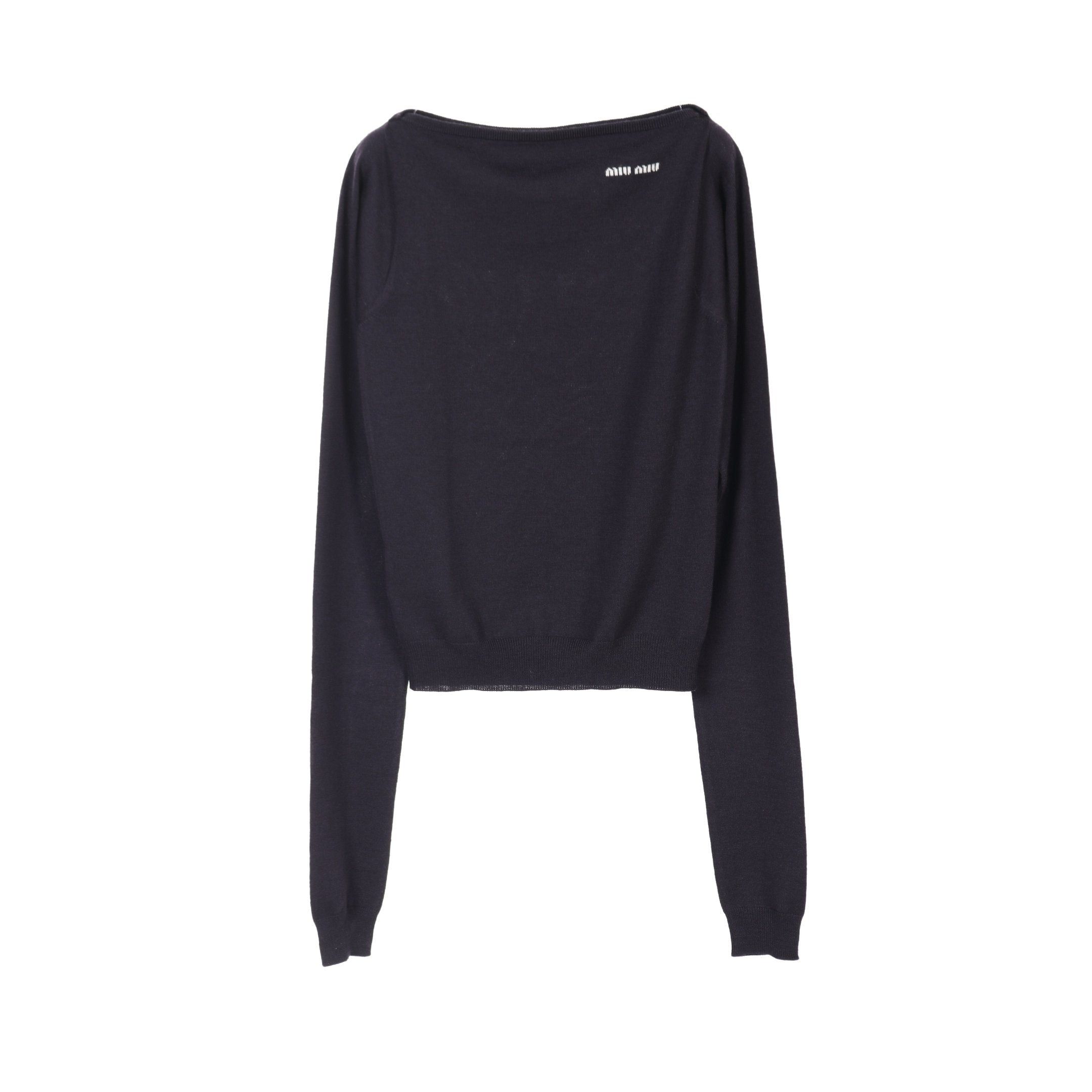 Miu Miu Miu Miu Boat Neck Knit Wool Black Size ONE SIZE - 1 Thumbnail
