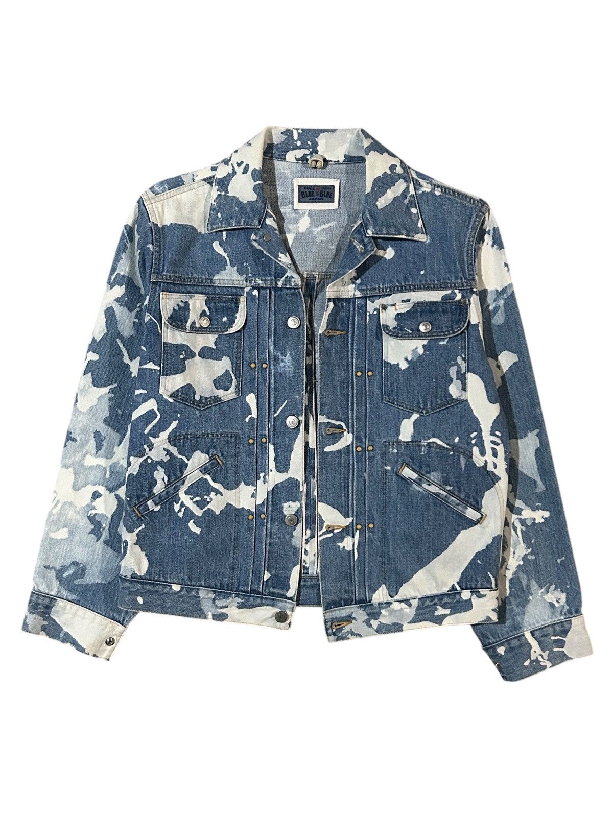 Blue Blue Japan Type II Splatter Dye Trucker Jacket Size US S / EU 44-46 / 1 - 1 Thumbnail