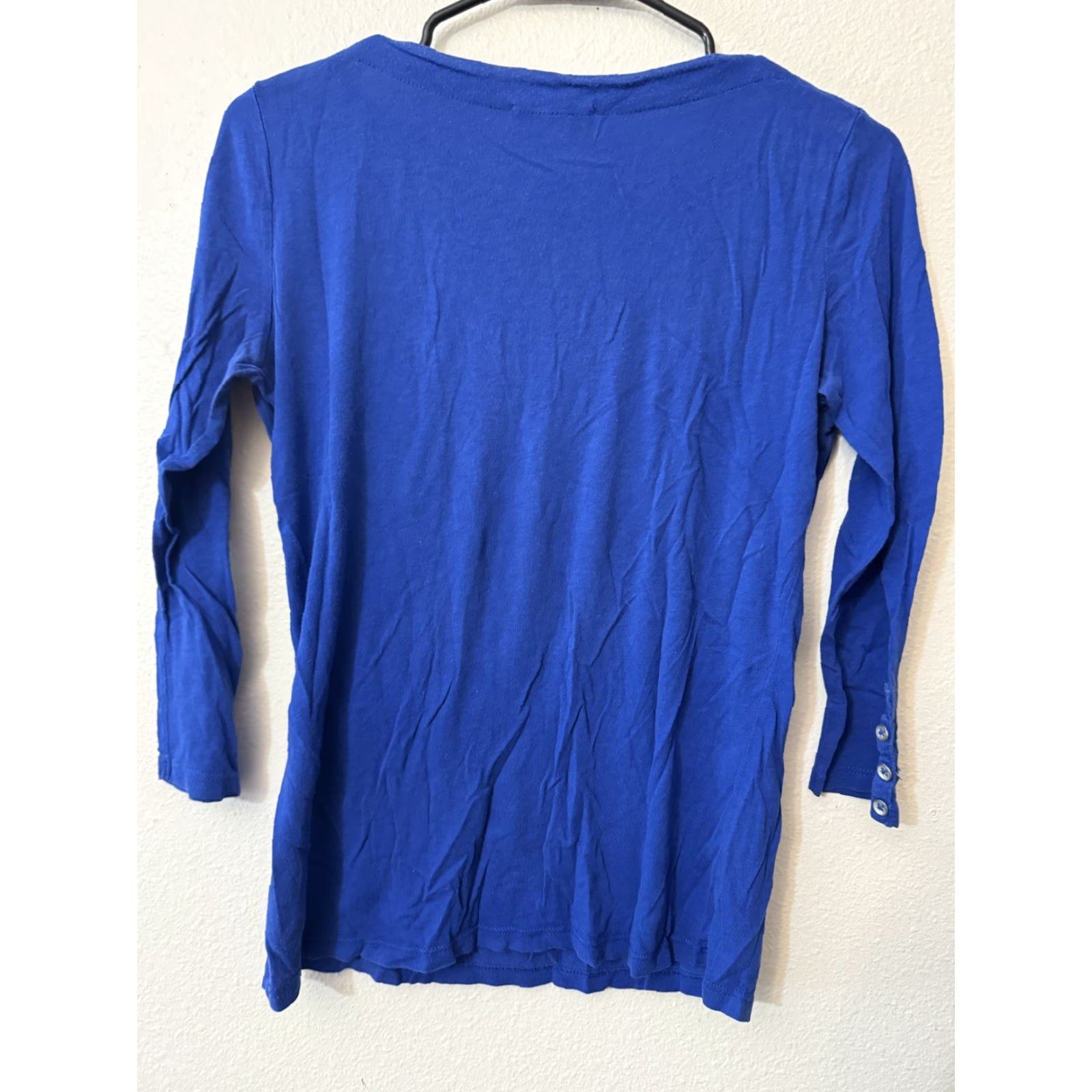 Vintage Kenar Womens size M 3/4 Sleeve Boat Neck Top Blue Basic Soft Size M / US 6-8 / IT 42-44 - 2 Thumbnail