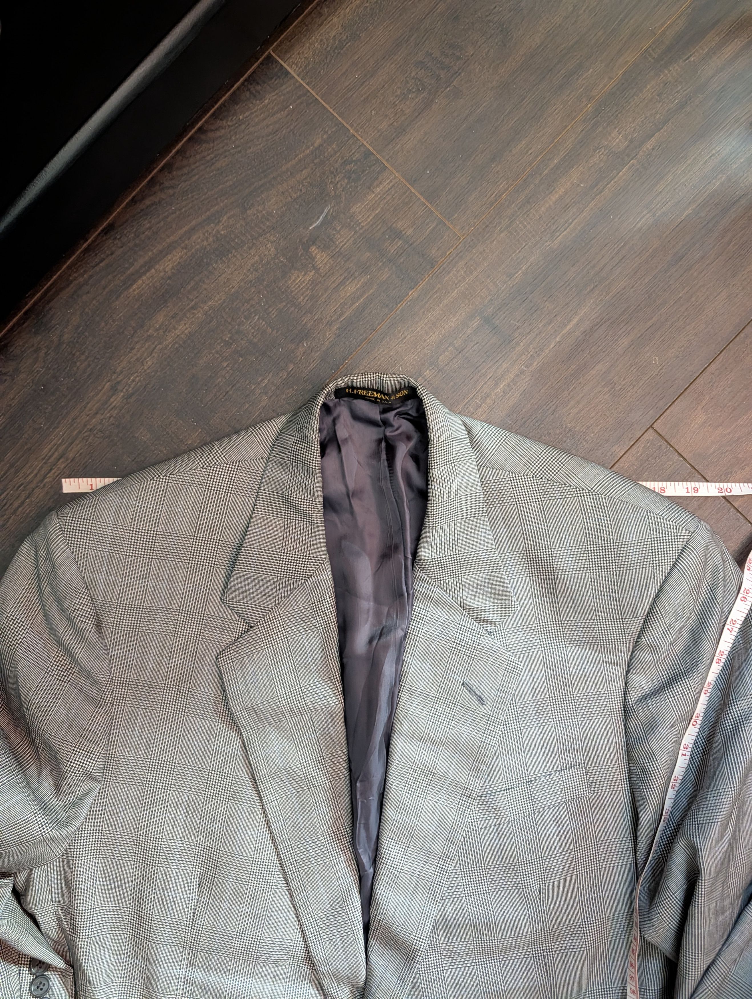 Freeman H FREEMAN & SON Bespoke Houndstooth Plaid Vtg Jacket Size 44L - 17 Thumbnail