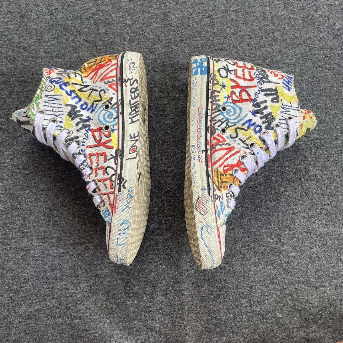 Vetements vetements multicolour canvas graffiti high top sneakers Size US 7 / IT 37 - 4 Thumbnail