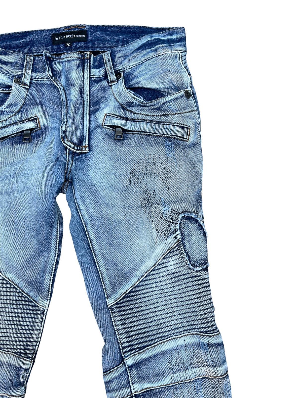 In The Attic In The Attic Homme Moto Distressed Denim Jeans Y2K Japan Size US 28 / EU 44 - 2 Thumbnail