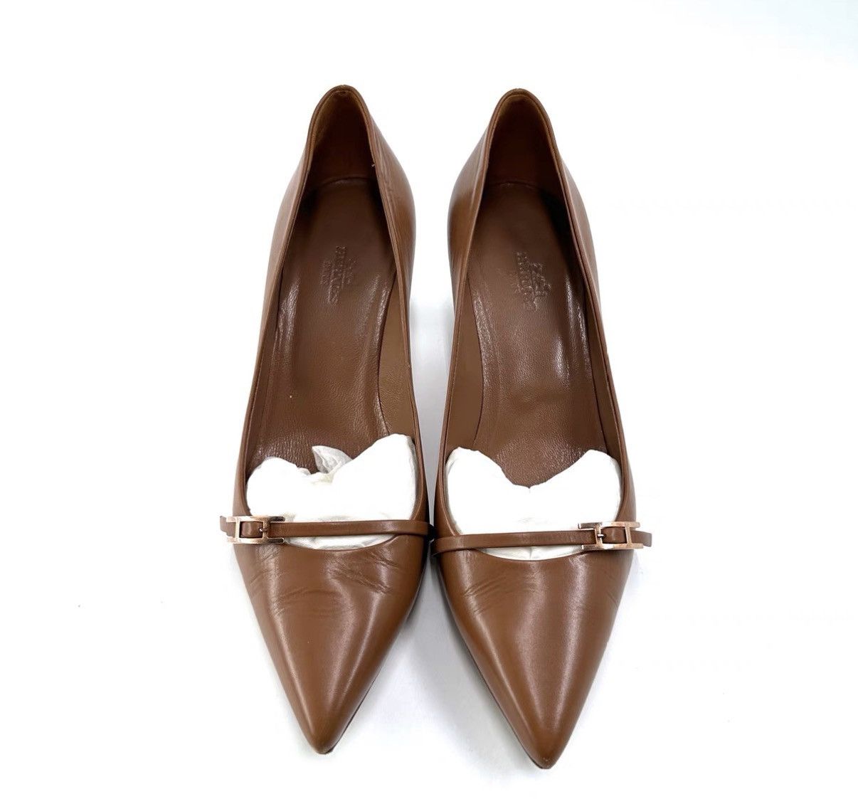 Hermes Hermes Khaki H-Buckle Pointed Toe Heels K12 Size US 7.5 / IT 37.5 - 2 Thumbnail