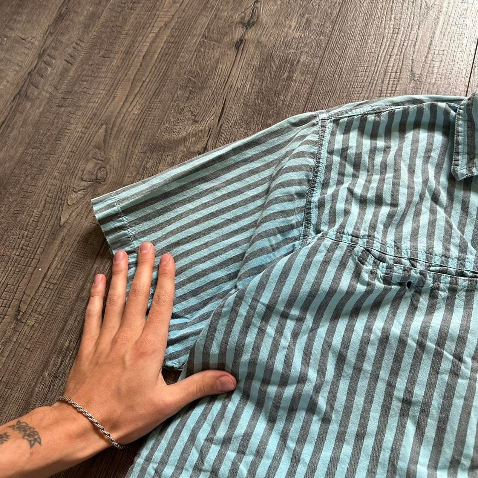 Vintage Vintage 80s Striped Button Up Carnival Diner Work Shirt Size US L / EU 52-54 / 3 - 3 Thumbnail