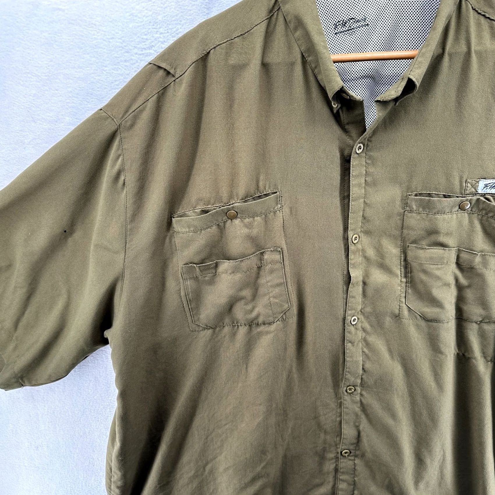 Vintage F. H. David Button-Up Shirt Green Men's 2XL Collared Short Sleeve Shirt Button-Up Casual Classic Size US XXL / EU 58 / 5 - 3 Thumbnail