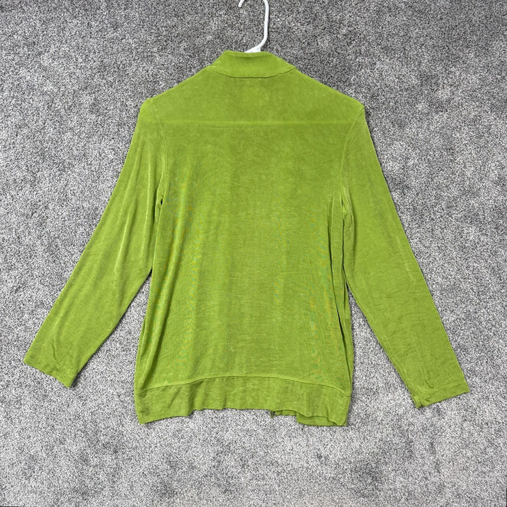 J Brand VINTAGE Slinky Brand Cardigan Sweater Womens XS Neon Green Full Zip Lightweight Jersey Knit 90s Retro Casual Womens Size XS / US 0-2 / IT 36-38 - 7 Thumbnail