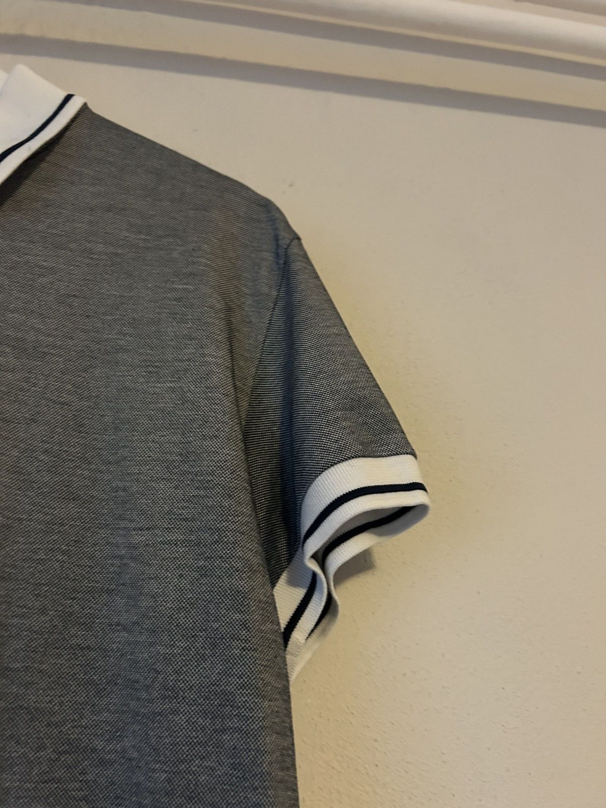 Dior Dior Silver Gray Polo Shirt with White Trim - Size L Size US L / EU 52-54 / 3 - 4 Thumbnail