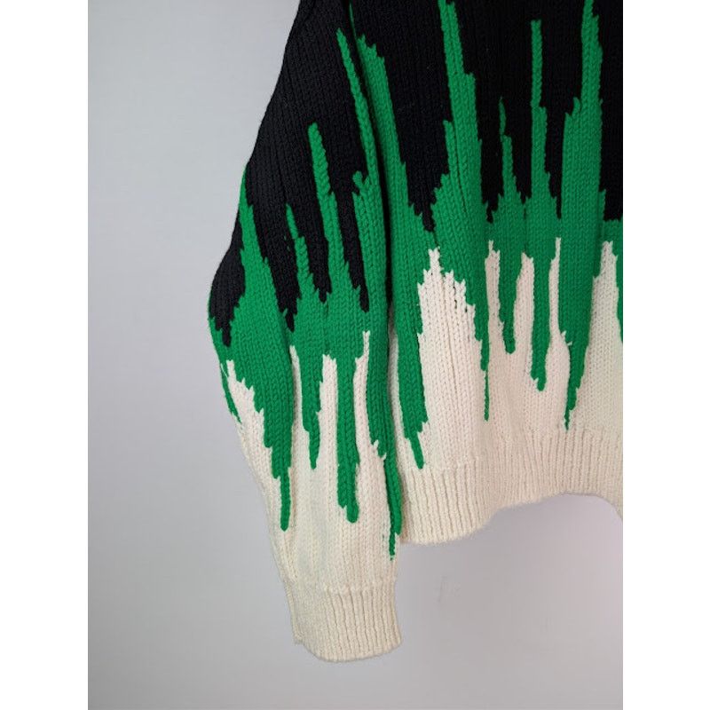 Bottega Veneta o1rshd1 Heavyweight Wool Graphic Knit Sweater Parakeet/Black Size US L / EU 52-54 / 3 - 5 Thumbnail