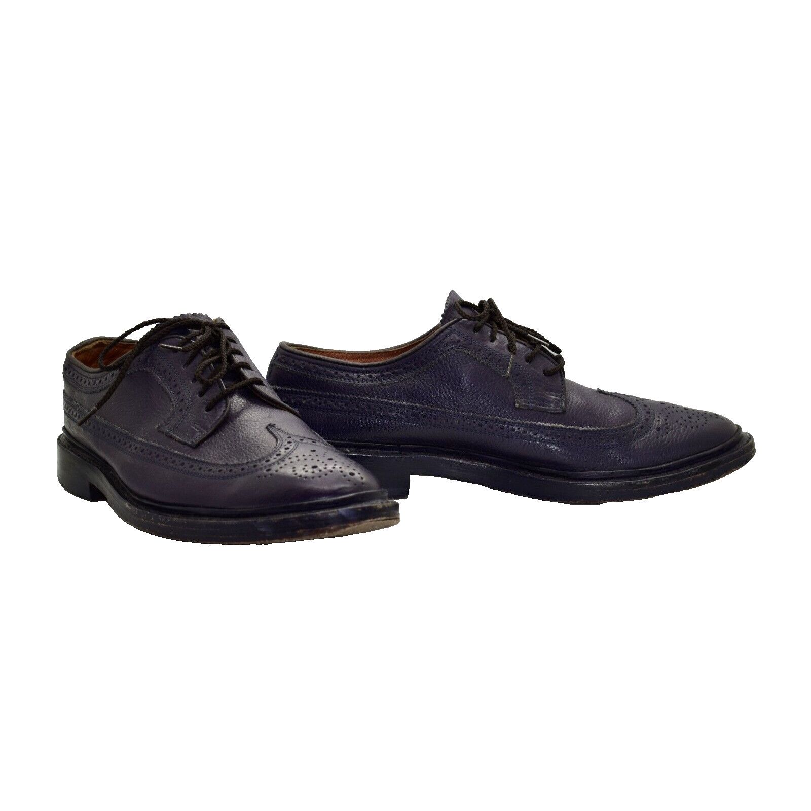 FLORSHEIM DUCKIE BROWN Purple Leather Wingtip Shoes Size 8 D