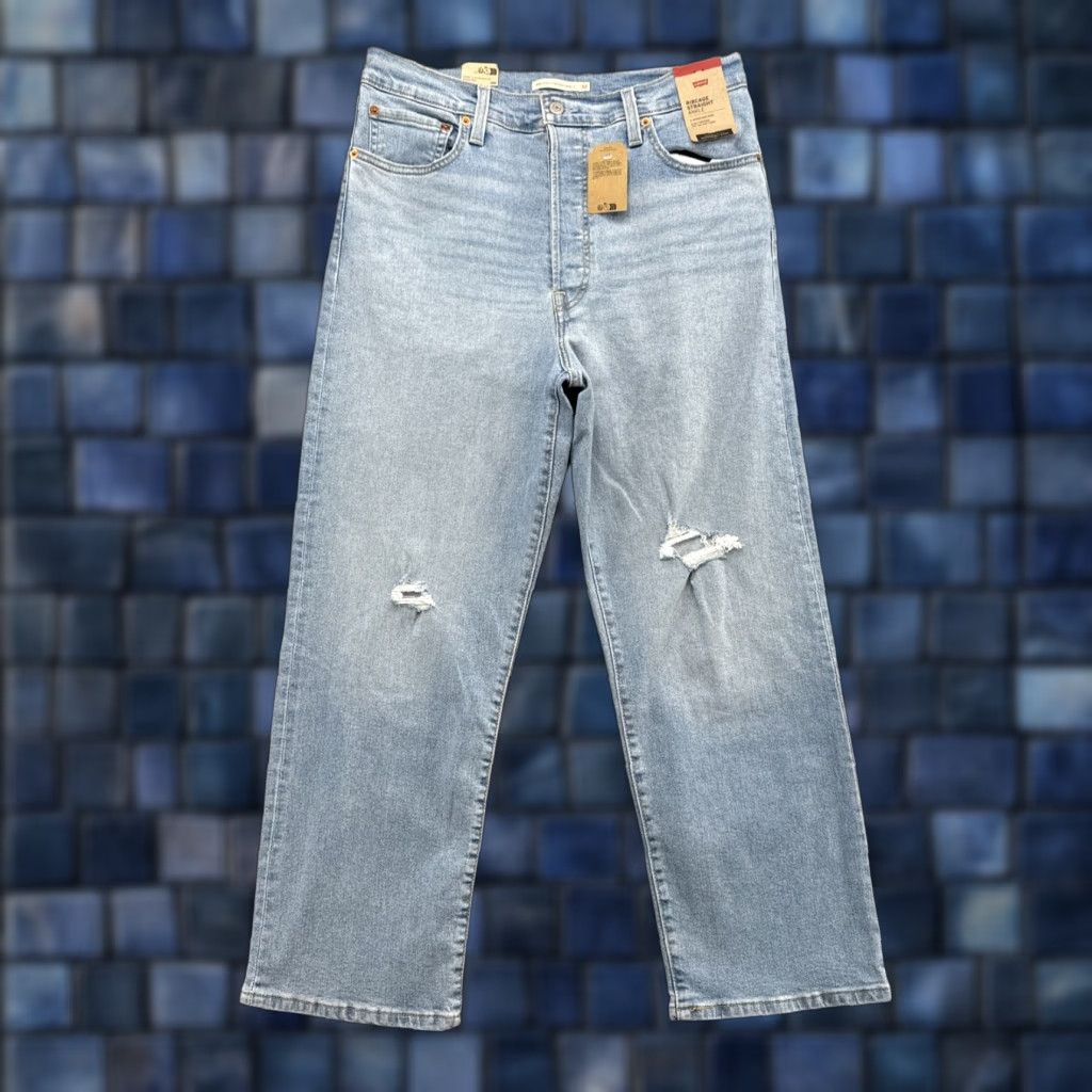 Levi's Levi's Jeans Women 32x27 Blue Ribcage Distressed Ankle Button Fly Denim Light Wash Regular Womens Size 24" / US 00 / IT 34 - 1 Thumbnail