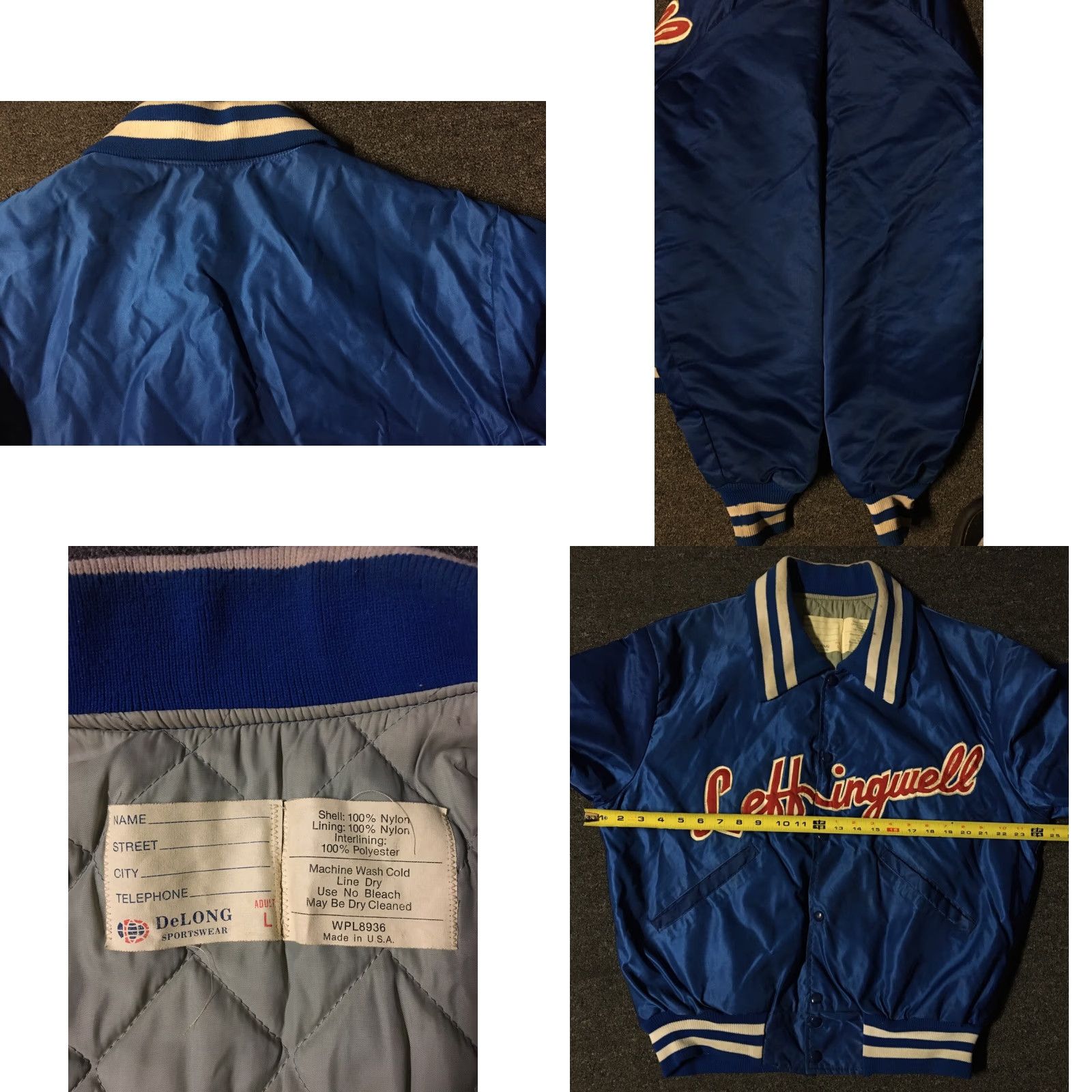 Vintage Vtg 80s Leffingwell School Satin Varsity Jacket L USA Track Football Grunge 70s Size US L / EU 52-54 / 3 - 8 Thumbnail