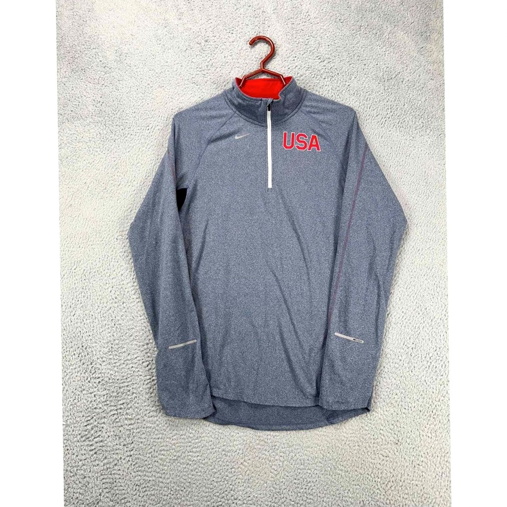Nike Nike Running Shirt Mens Small Dri-Fit Grey Element USA Pullover Swoosh Athletic Shirt Size US S / EU 44-46 / 1 - 4 Thumbnail