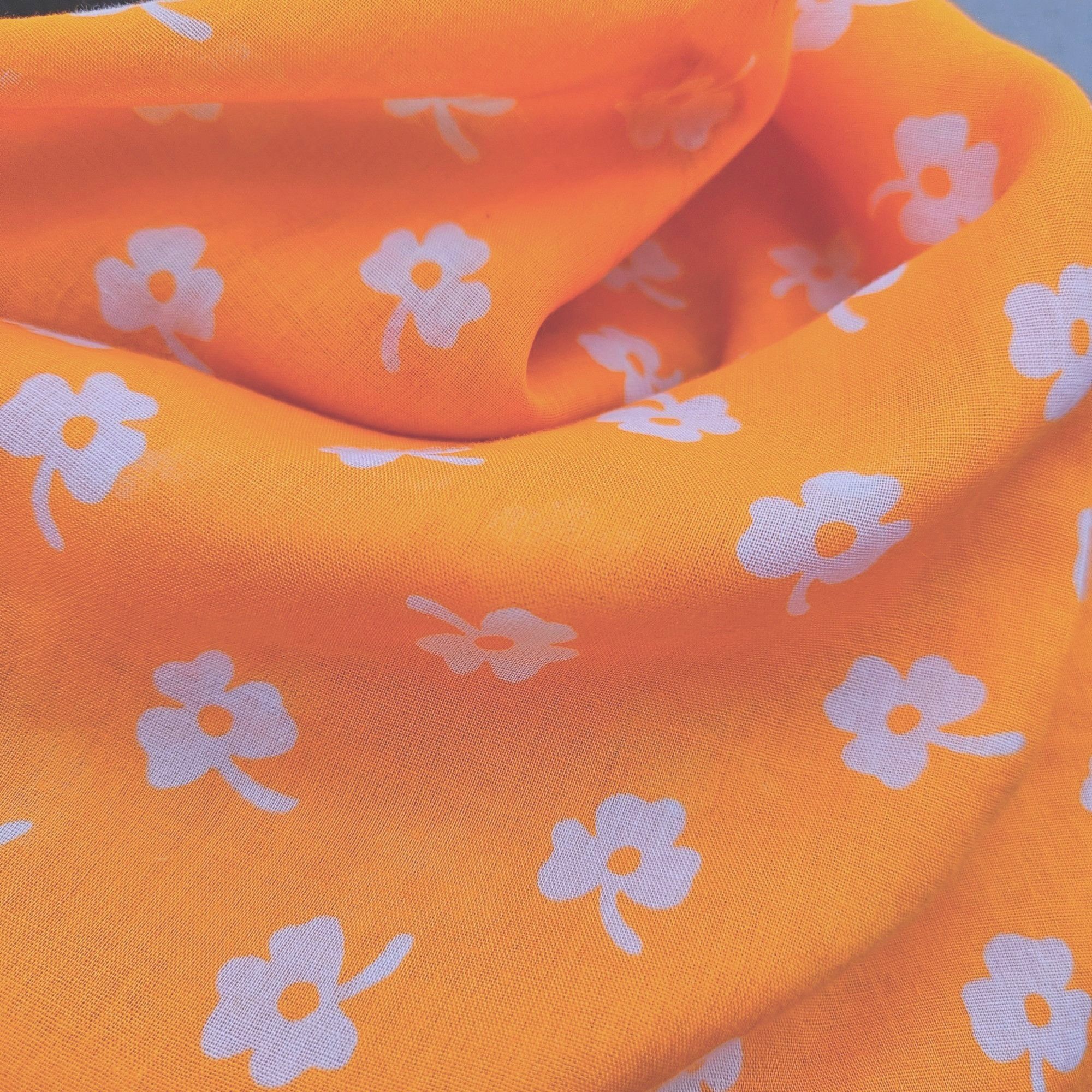 Vintage Ray Strauss 1960s Mod Cotton Scarf Pair Turquoise Marigold M Size ONE SIZE - 18 Thumbnail