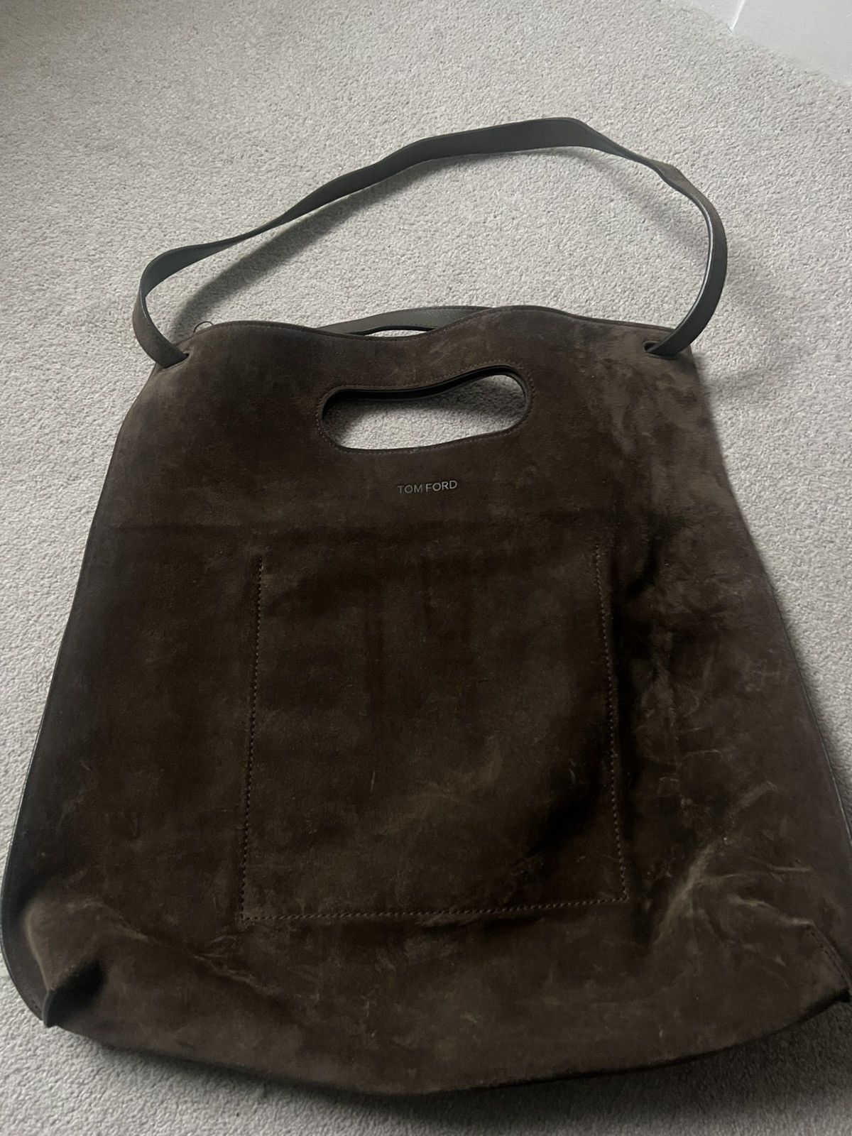 Brown suede Tom Ford hobo bag