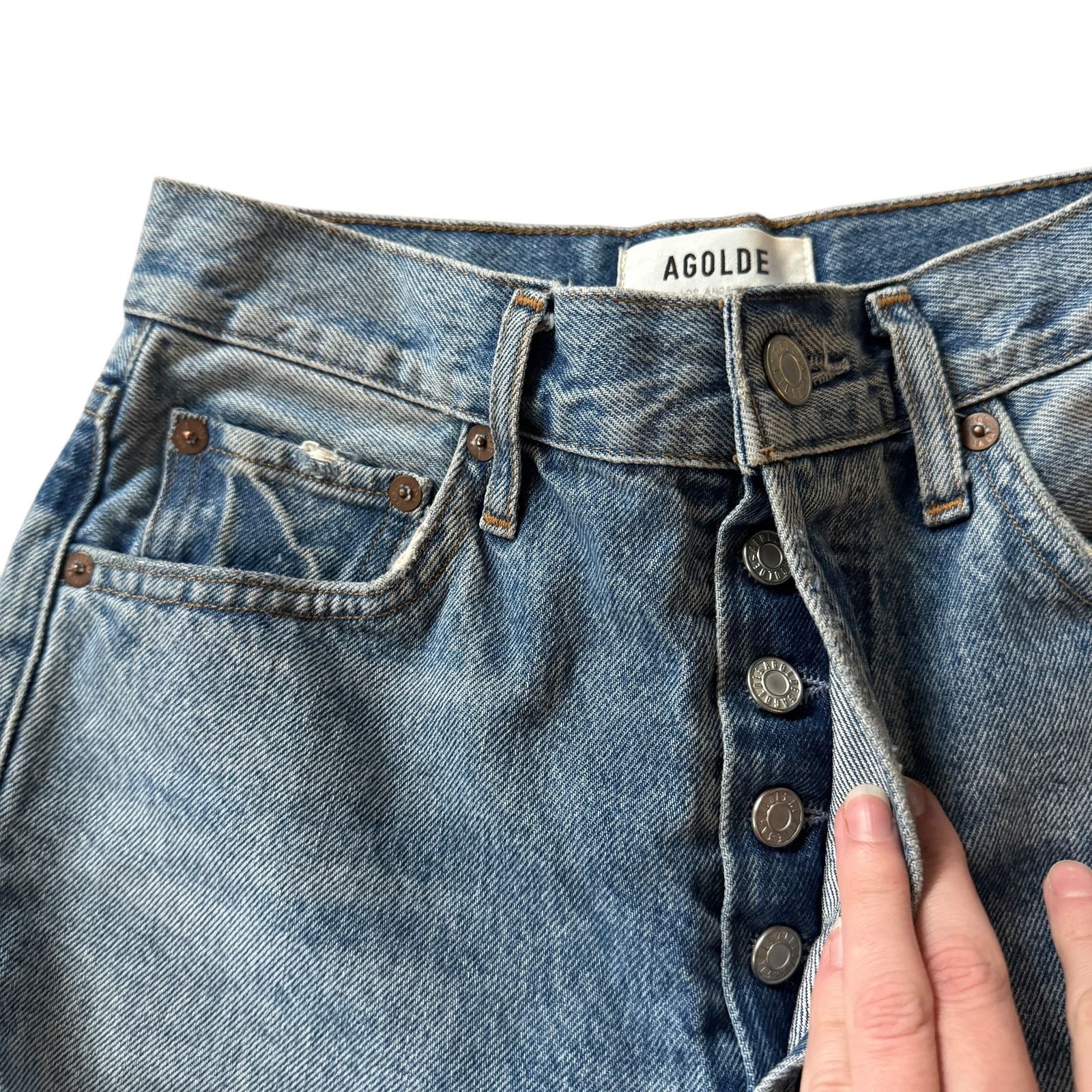 Agolde AGOLDE Riley High Rise Straight Crop Jean Haven Wash Size 24" / US 00 / IT 34 - 4 Thumbnail