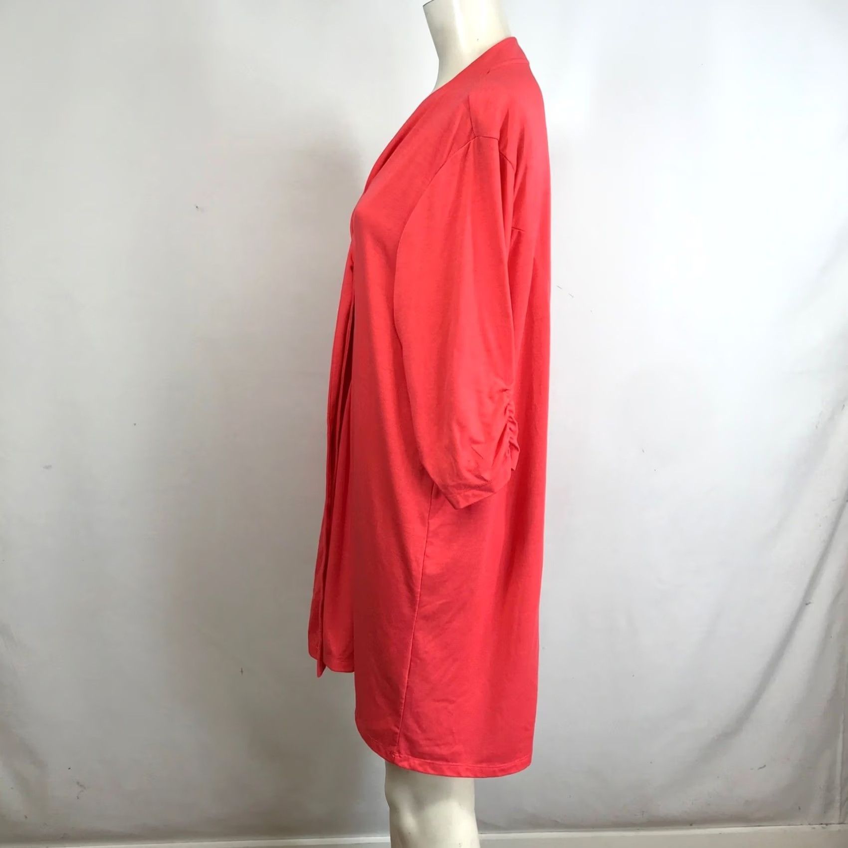Vintage Catherines Coral Open Front Drape Cardigan Kimono Duster 2X Size XXL / US 16-18 / IT 52-54 - 6 Thumbnail