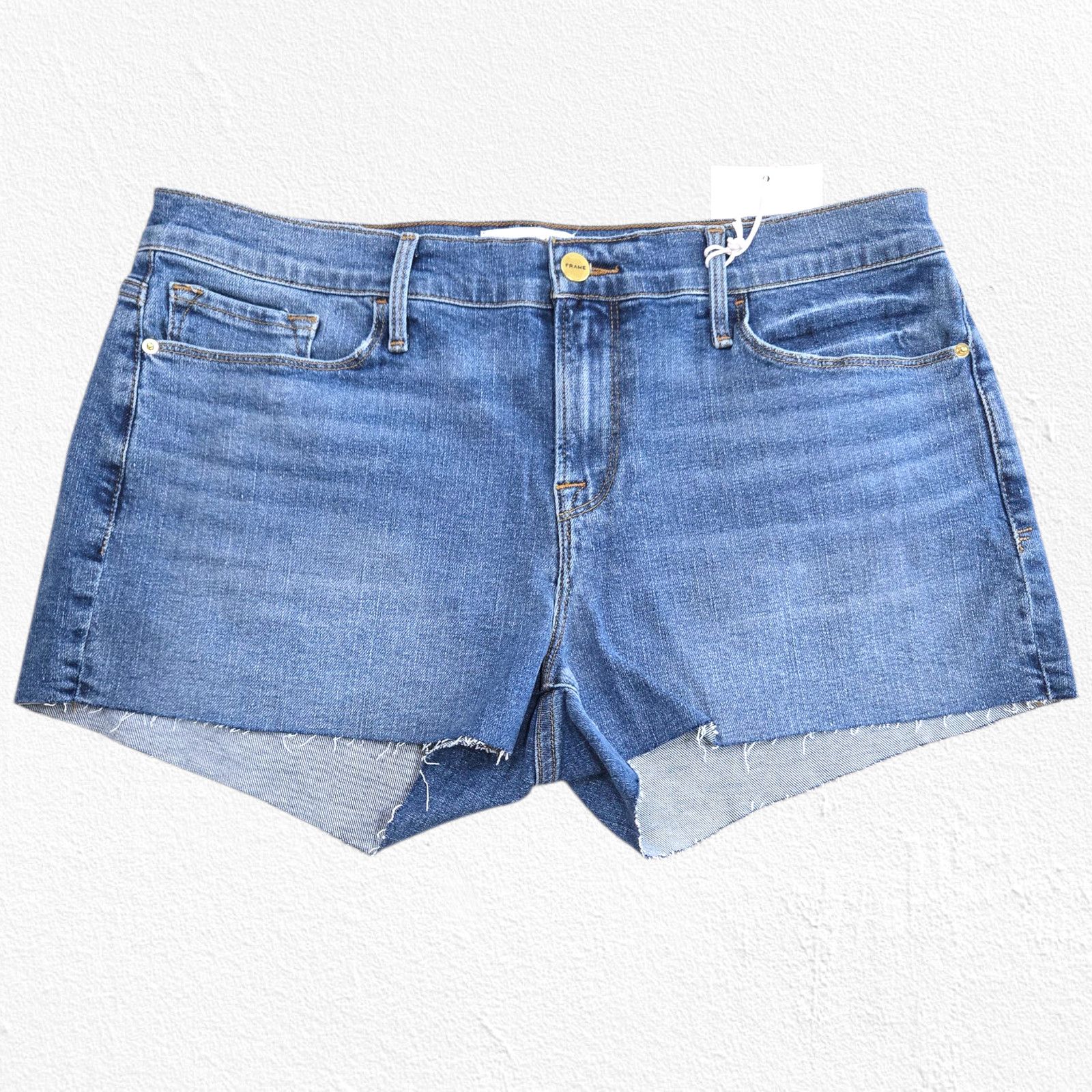Frame FRAME Le Cutoff Denim Shorts Raw Hem Mid Rise Size 31 NWT Size 31" - 6 Thumbnail