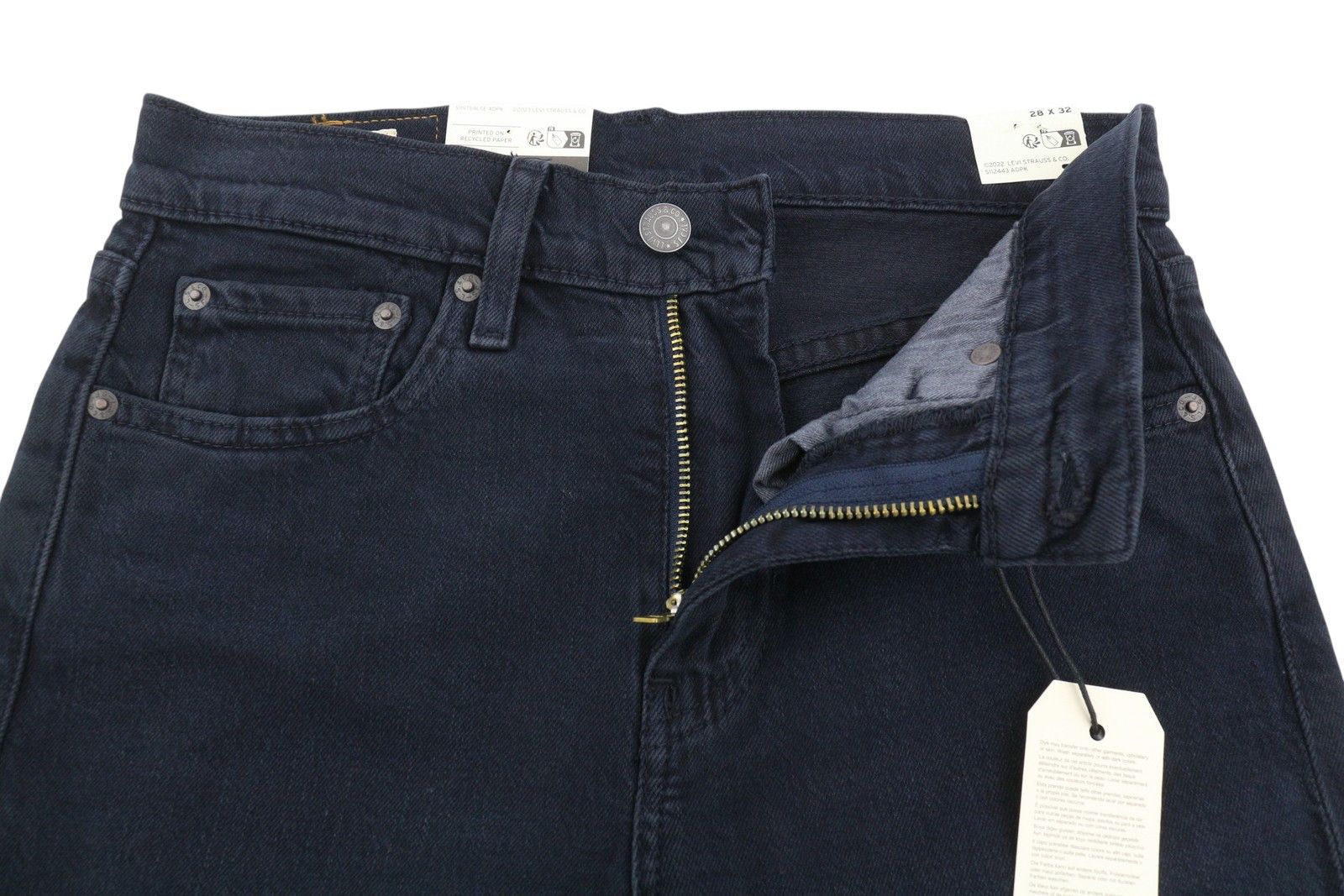 Levi's 512 W28/L32 Dark Blue Slim Taper Big E Zip Jeans 87076 Size US 28 / EU 44 - 5 Thumbnail