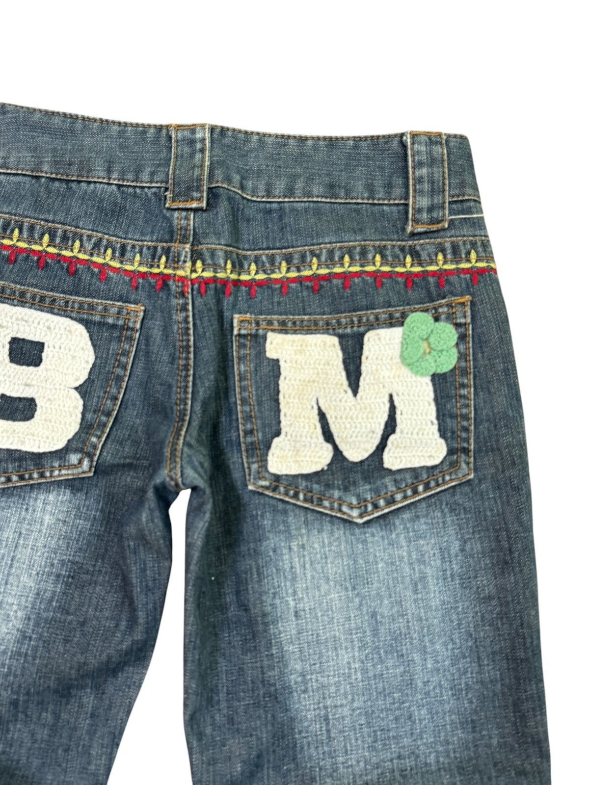 Japanese Brand BLUE MOON BLUE PRINTED POEM SURF EMBROIDERY LOW RISE DENIM Size US 28 / EU 44 - 13 Thumbnail