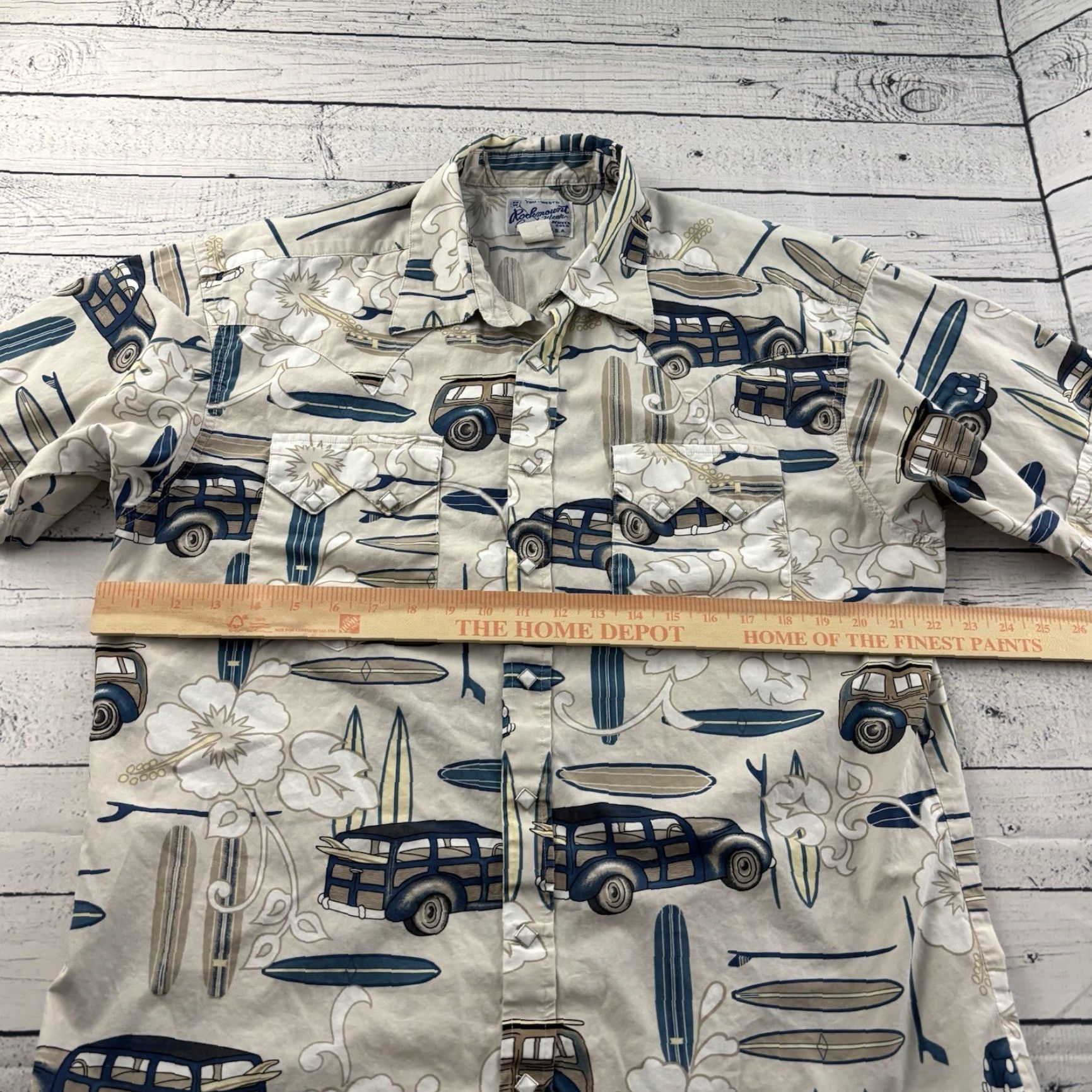 Rockmount Ranch Wear ROCKMOUNT Hawaiian Short Sleeve Button-Up Shirt Mens M Tan Brown Cotton Woven Pocketed 90s Event Casual Hawaiian Theme Rockmount Size US M / EU 48-50 / 2 - 5 Thumbnail