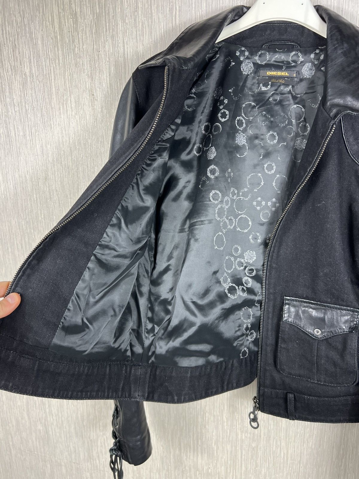 Diesel Black Gold Archive Diesel black gold denim leather jacket ties sleeves Size S / US 4 / IT 40 - 19 Thumbnail
