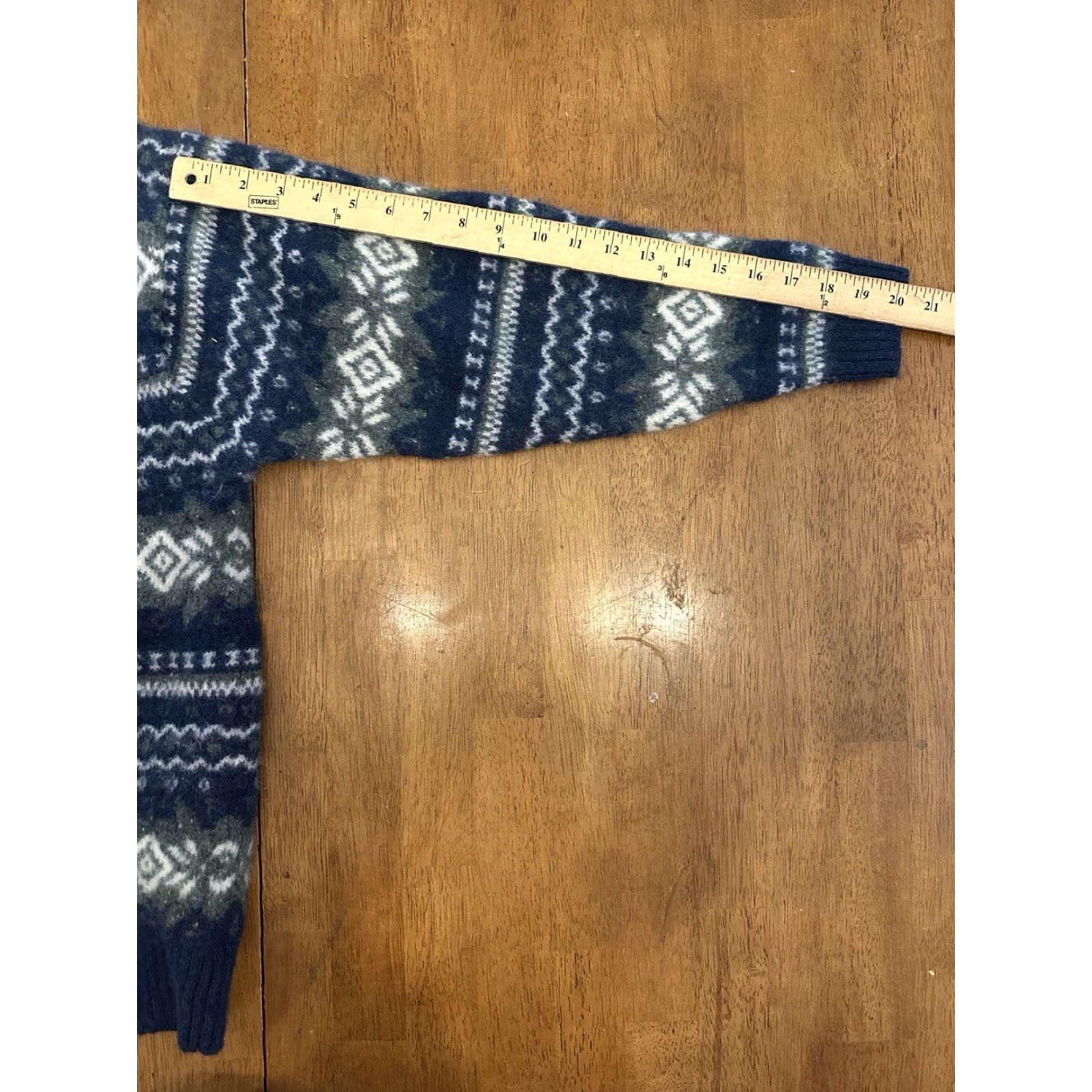 Pendleton VINTAGE Pendleton Shetland Wool 1/4 Zip Sweater Chunky Womens XL Aztec Geometric Blue Wool Pullover Size XL / US 12-14 / IT 48-50 - 6 Thumbnail