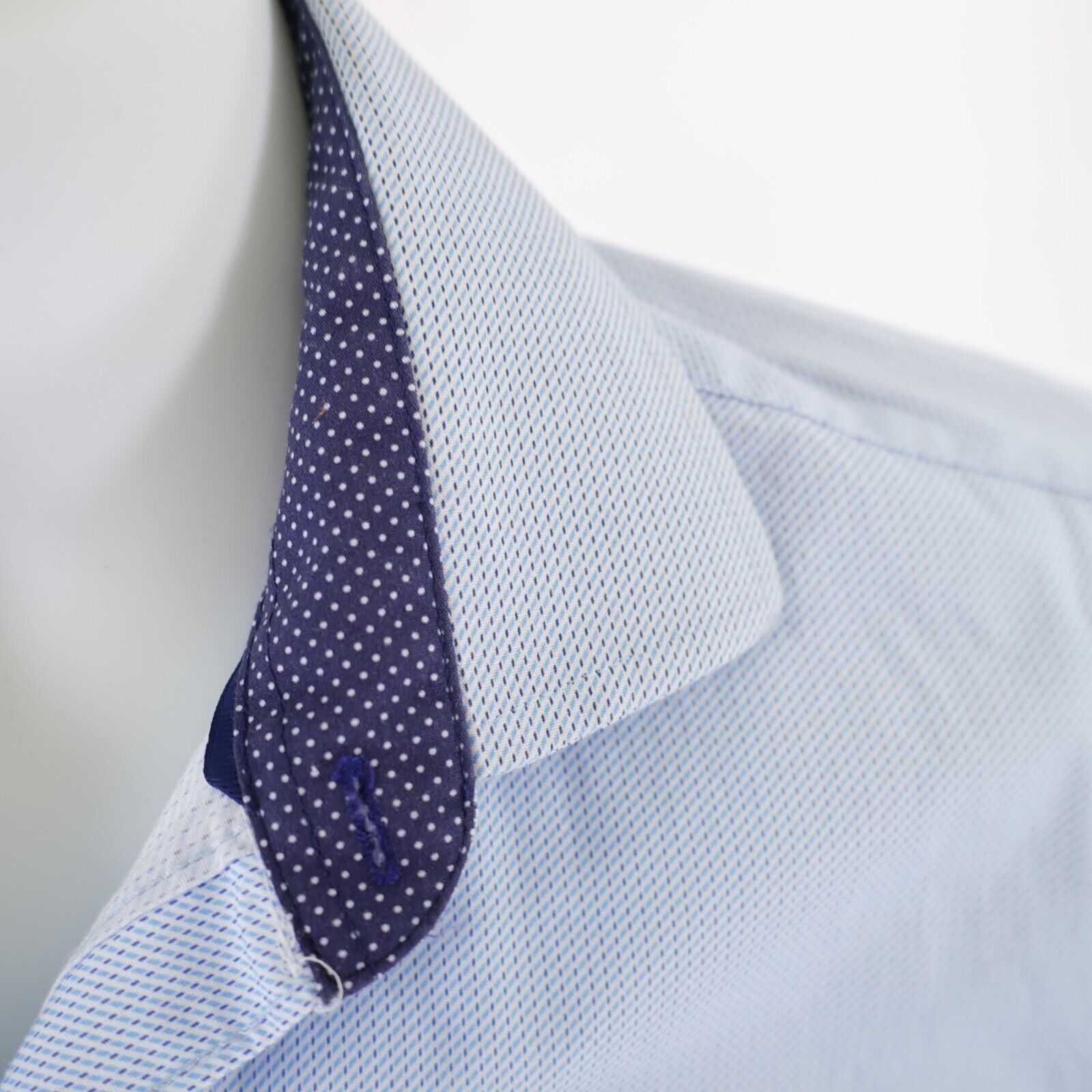 Designer Construct Stretch Slim Fit 15.5 34-35 Blue Check Flip Cuff C Size US M / EU 48-50 / 2 - 2 Thumbnail