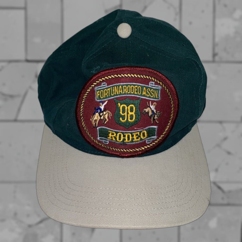 Vintage Richardson Men's Adjustable Hat Green Fort Una Rodeo Assn 90s Casual Cap Size ONE SIZE - 1 Thumbnail