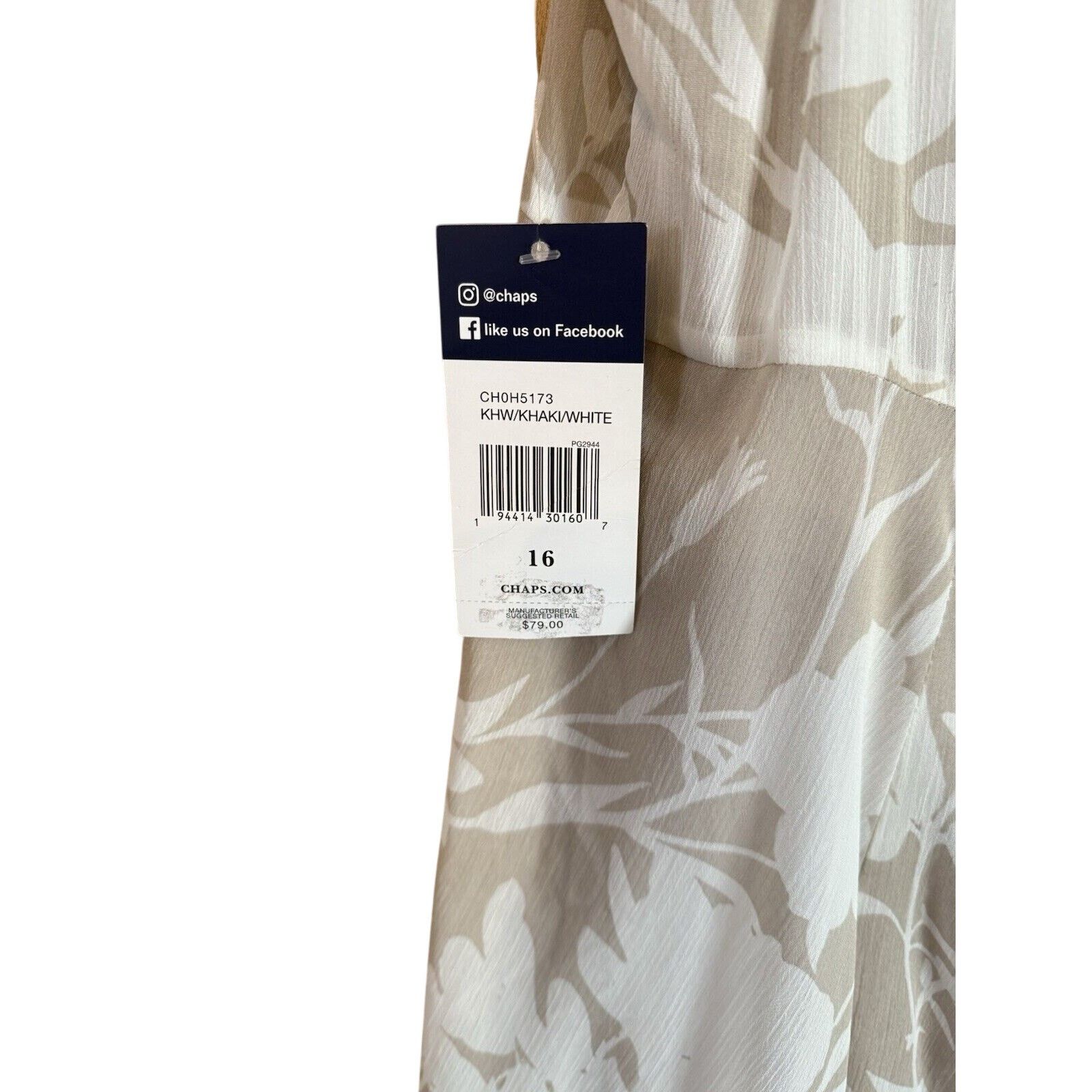 Chaps Chaps Khaki White High-Low Floral Dress Size XXL / US 16-18 / IT 52-54 - 3 Thumbnail