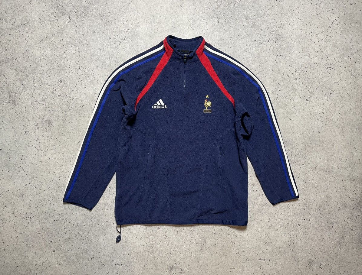 Adidas Vintage Fleece Sweatshirt 1/4 Adidas France National Team Size US M / EU 48-50 / 2 - 1 Thumbnail