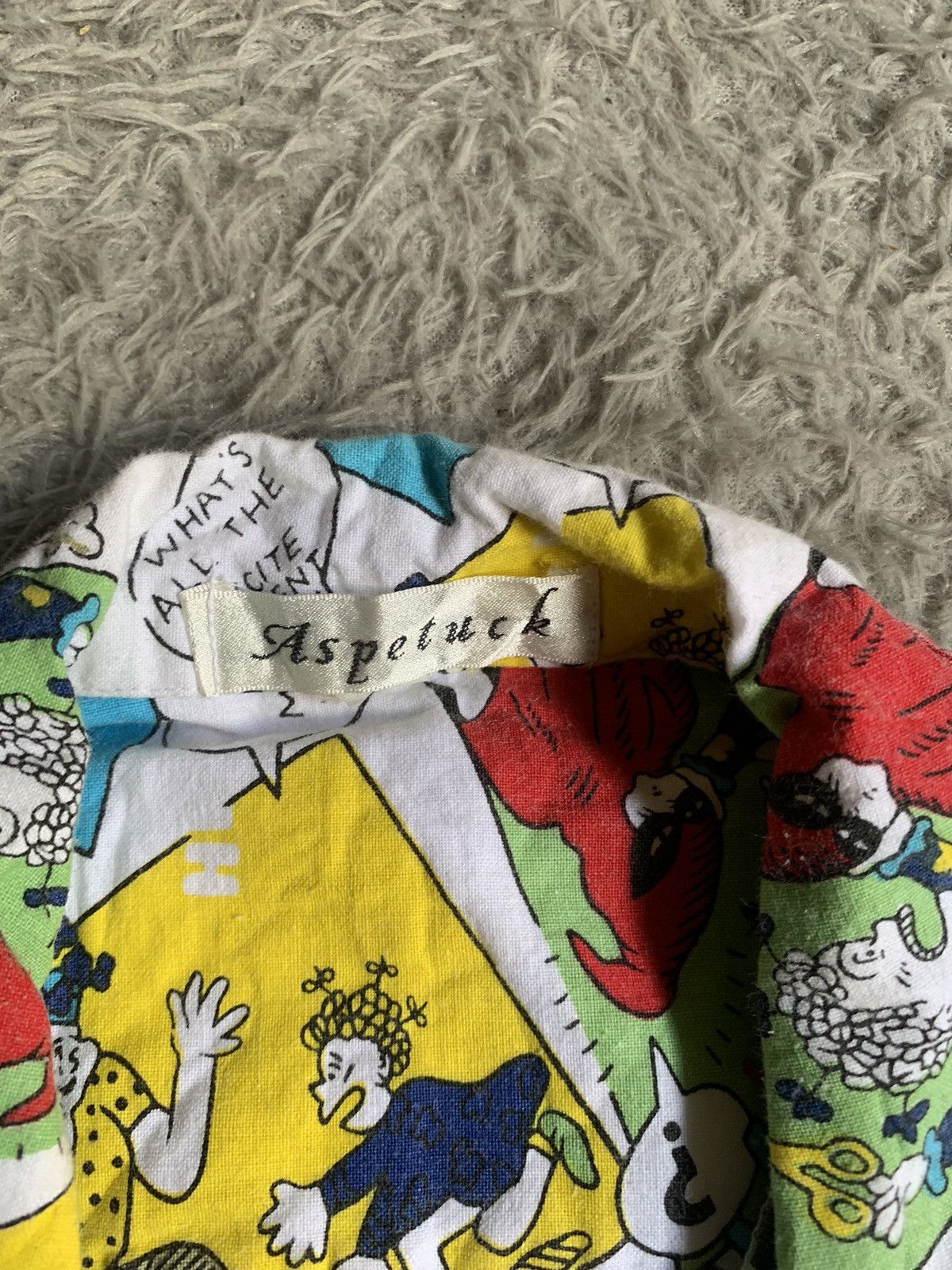 Japanese Brand Vintage 90s Aspetuck Comic Pattern Open Collar Shirt Size US L / EU 52-54 / 3 - 3 Thumbnail