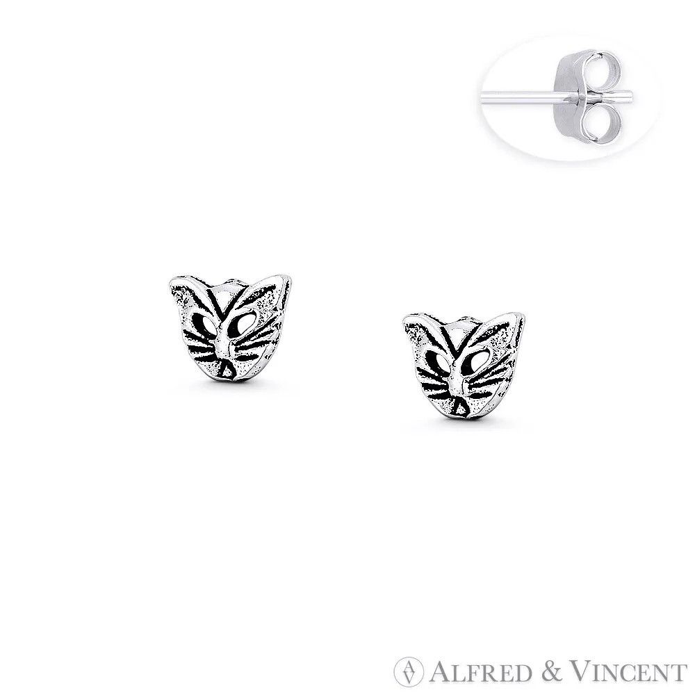 Other Cat's Head Outline Flat Animal Charm Stud Earrings Size ONE SIZE - 1 Preview