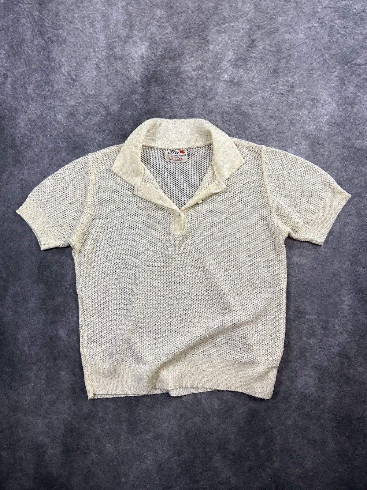 Vintage 1970s Vintage Knit Polo Mr. Love Acrylic Sheer Mesh MCM 70s Size S / US 4 / IT 40 - 10 Thumbnail