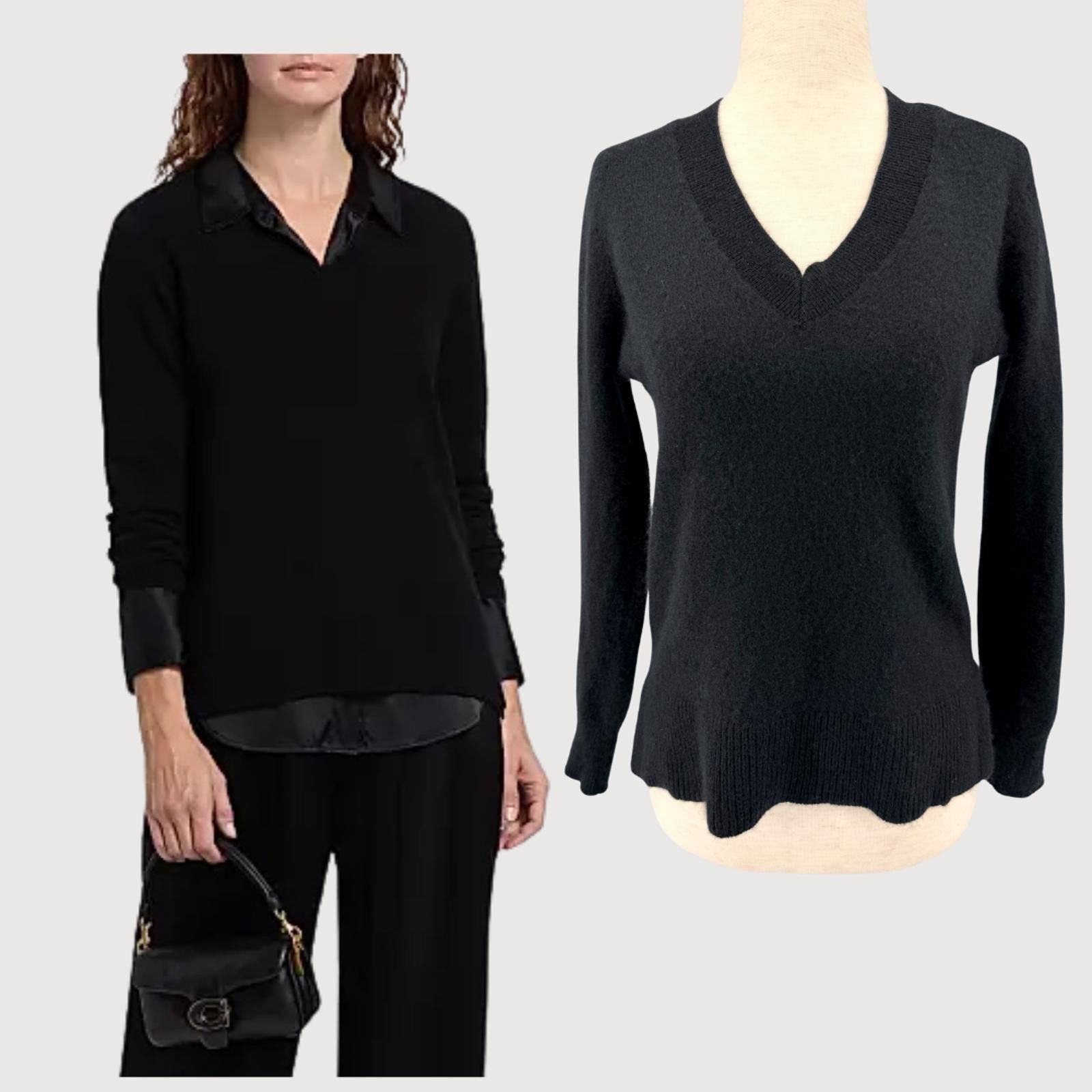 Saks Fifth Avenue Saks Fifth Avenue Sweater Cashmere V-Neck Black S Size S / US 4 / IT 40 - 1 Thumbnail