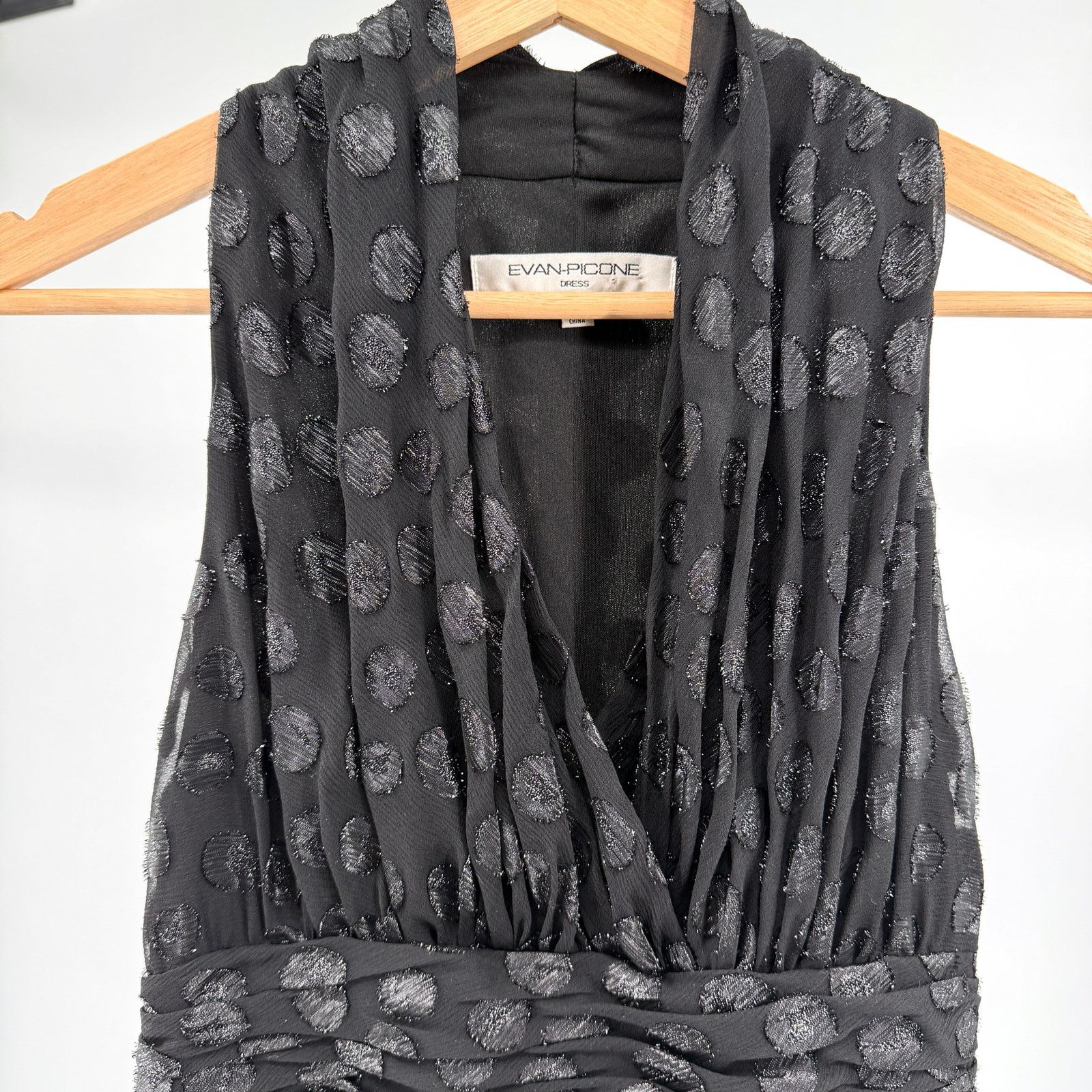 Evan Picone Black Glitter Polka Dot Sleeveless Cocktail Dress Size S / US 4 / IT 40 - 2 Thumbnail