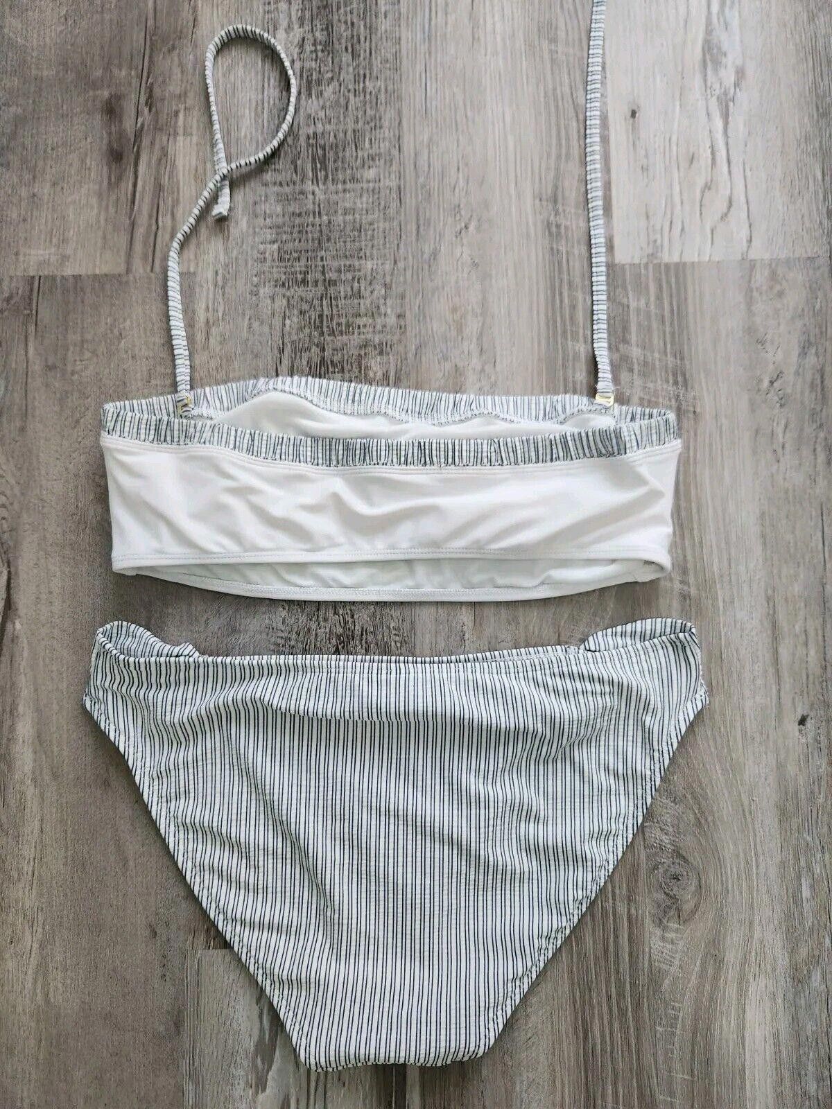 Designer Xhilaration Swimsuit Bikini Extra Large Blue White Striped Size ONE SIZE - 2 Thumbnail