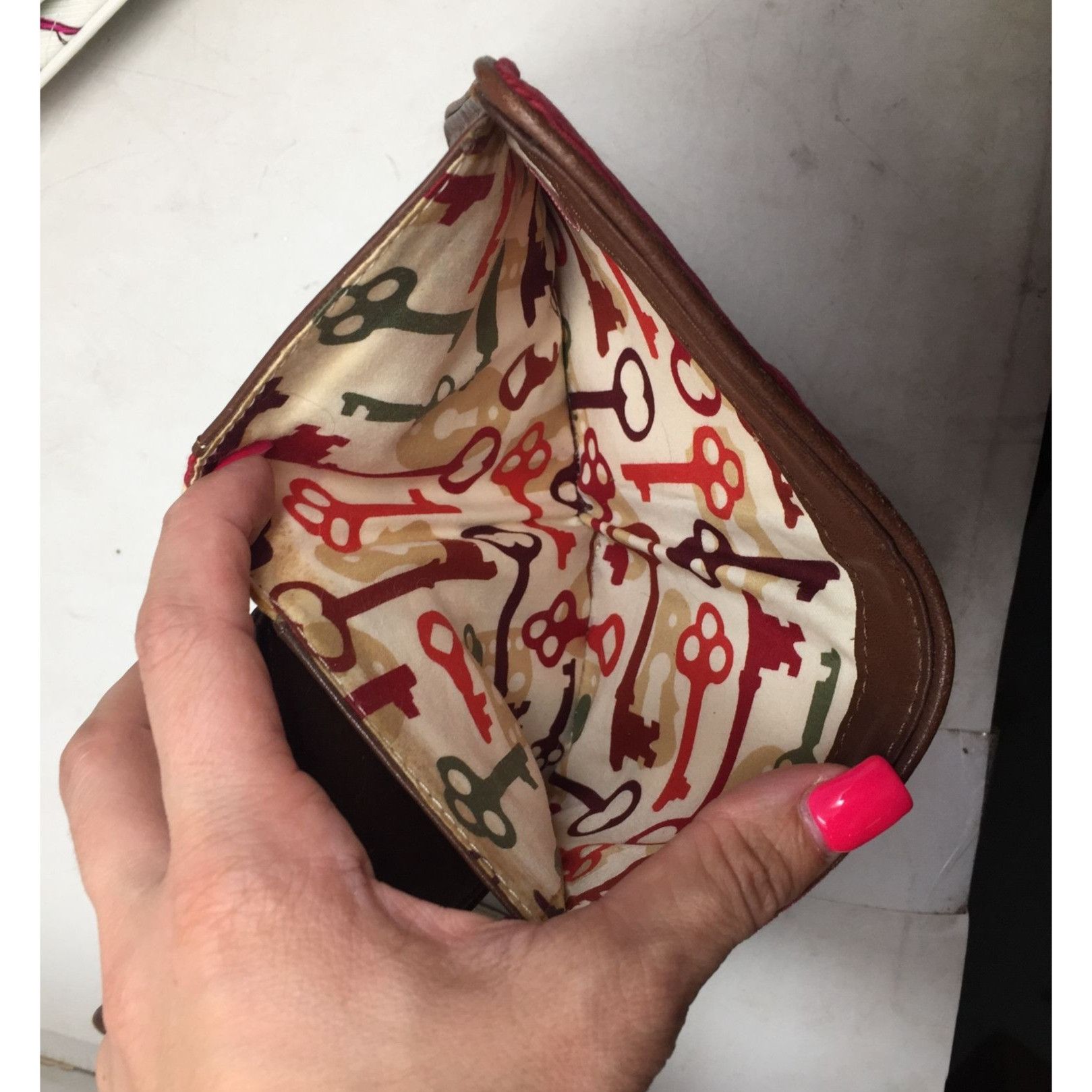 Vera Bradley Vintage Vera Bradley Red Corduroy and Brown Leather Wallet Size ONE SIZE - 9 Thumbnail