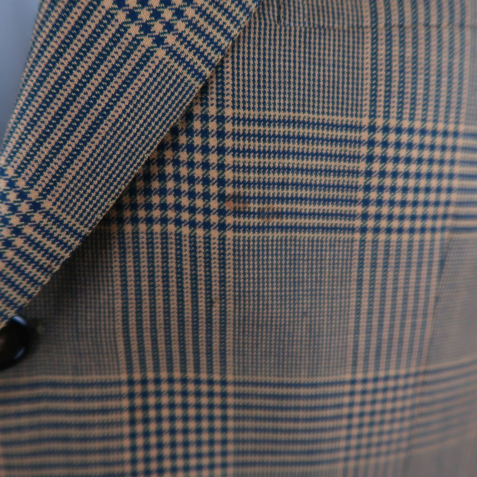 Brioni BRIONI 40 Regular Gold & Navy Plaid Wool Sport Coat Size 40R - 4 Thumbnail
