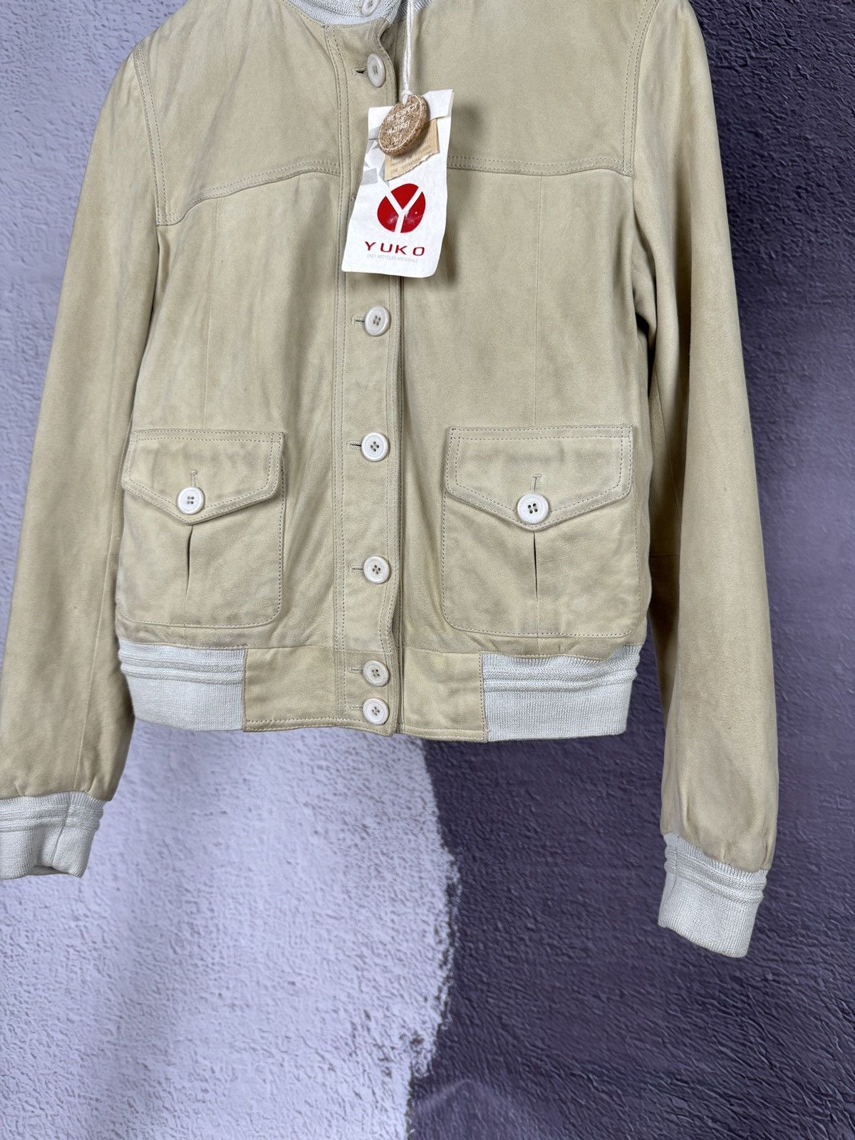 Japanese Brand Yuko beige leather bomber jacket Japanese style Size XL / US 12-14 / IT 48-50 - 6 Thumbnail