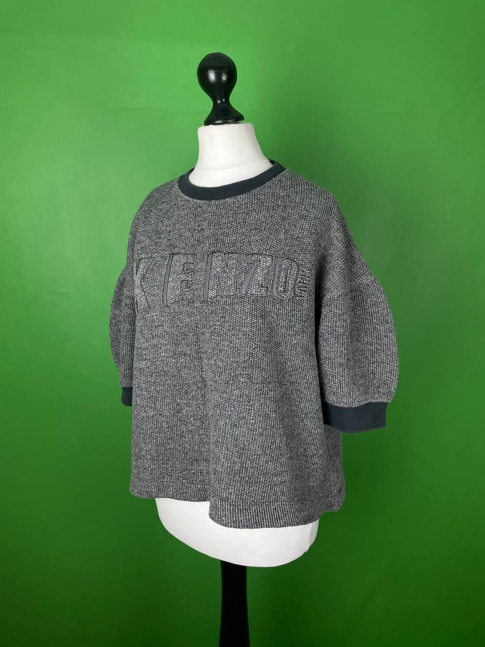 image of Kenzo Cashemere / Wool Short Sleeve Logo Sweatshirt in Grey, Women's (Size Medium)